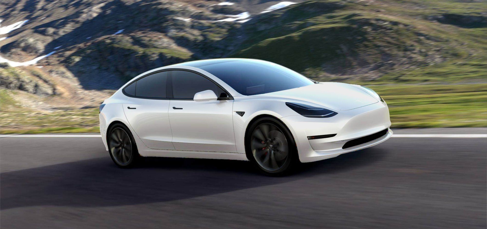 White Tesla Model 3 Wallpaper