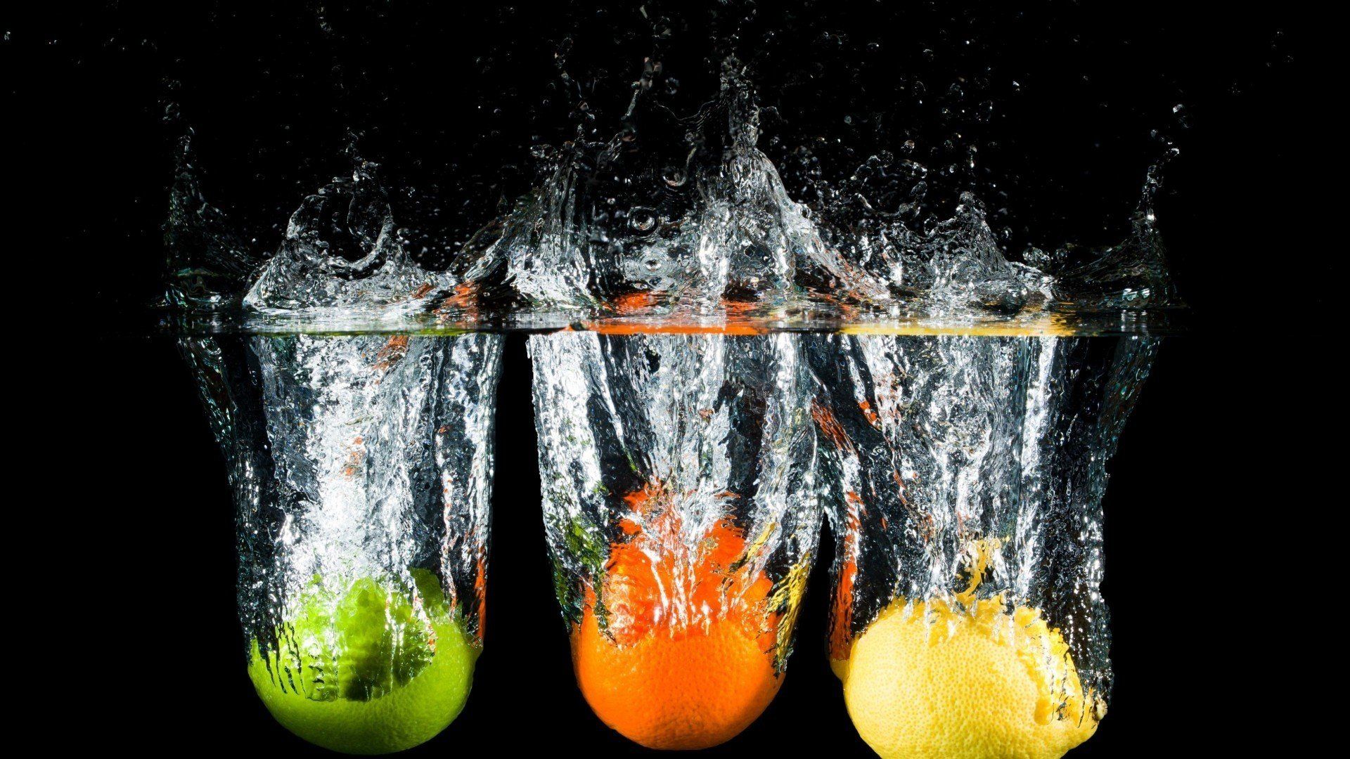water, Food, Oranges, Lemons, Black, Background, Splashes Wallpaper HD / Desktop and Mobile Background