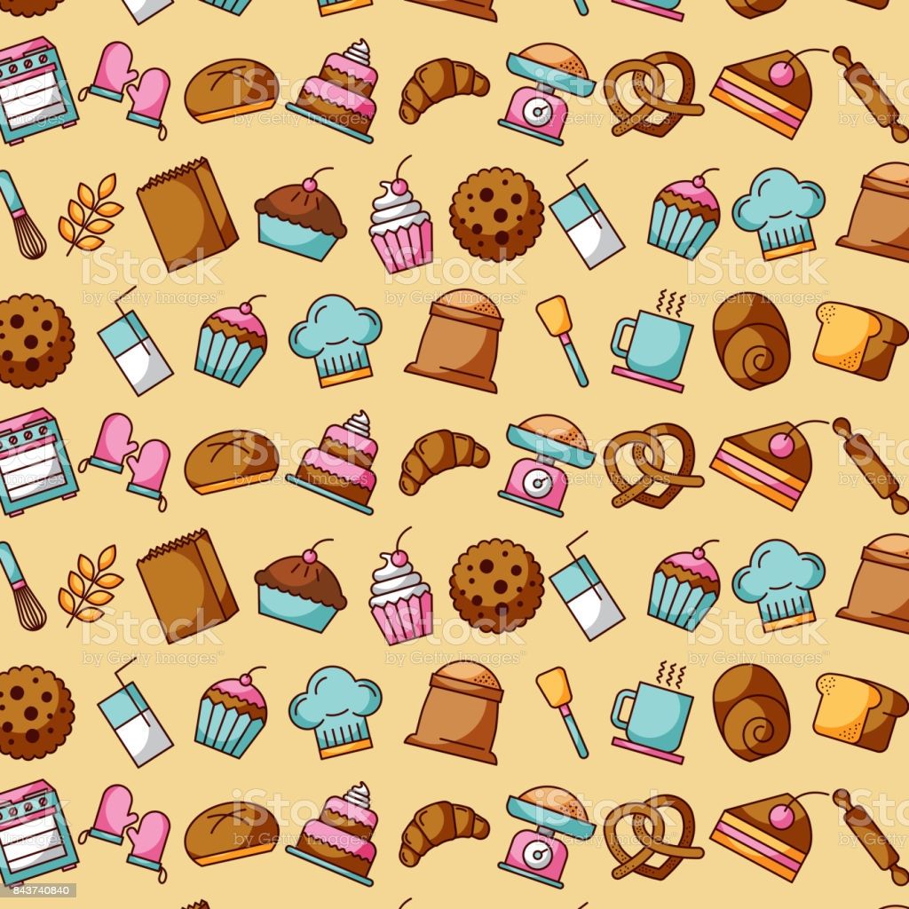 Bakery Dessert Sweet Food Decoration Wallpaper Design Stock Illustration Image Now