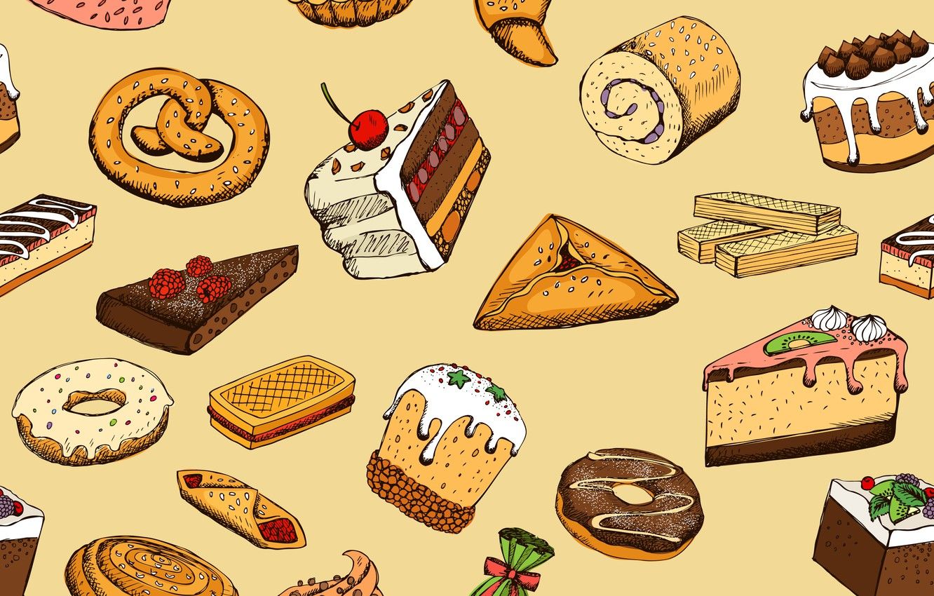 Wallpaper background, food, texture, dessert, sweet, pastries, Seamless image for desktop, section текстуры