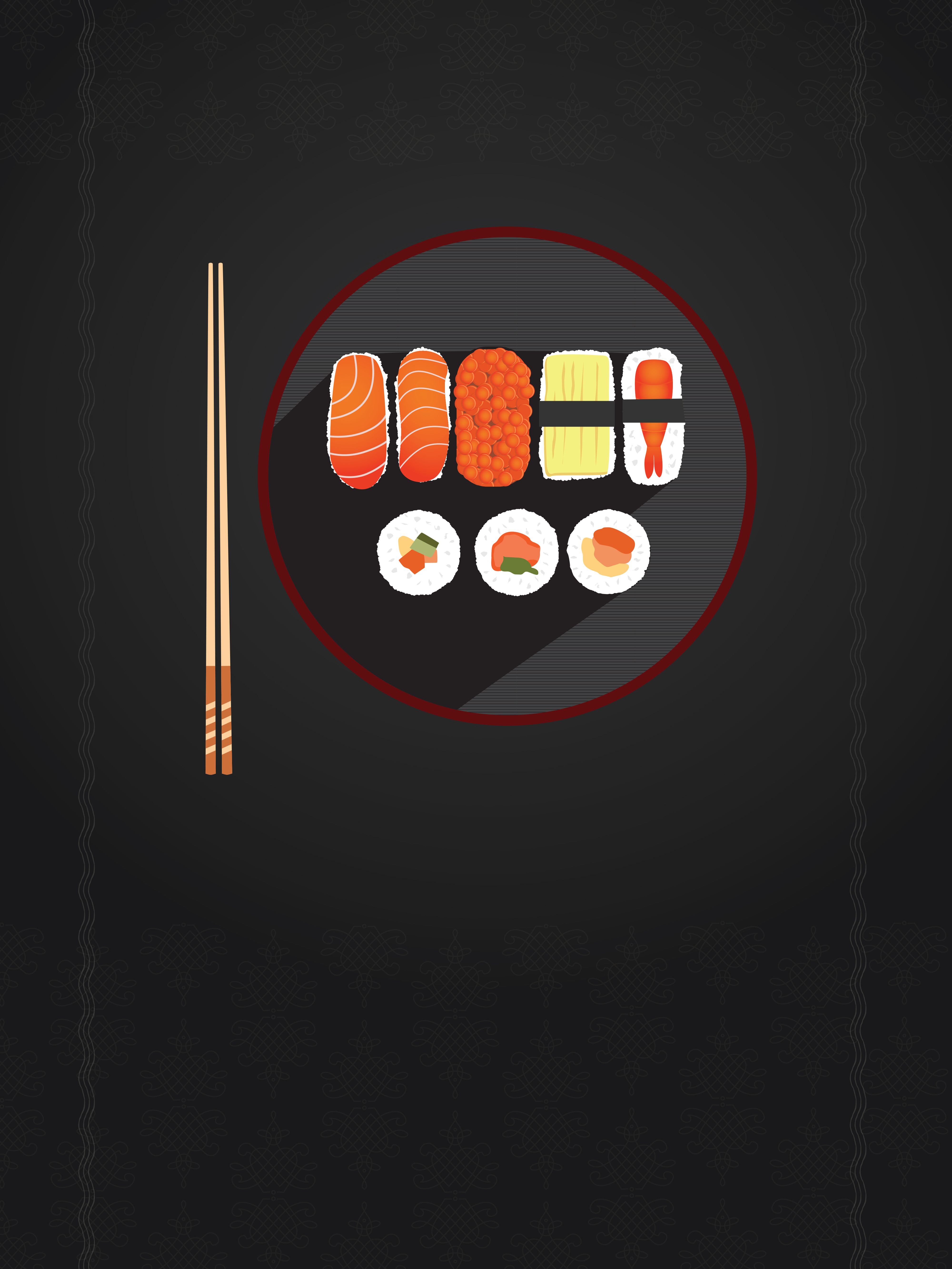 Black Background Japanese Cuisine Vector Background Material. Japanese cuisine, Black background, Japanese