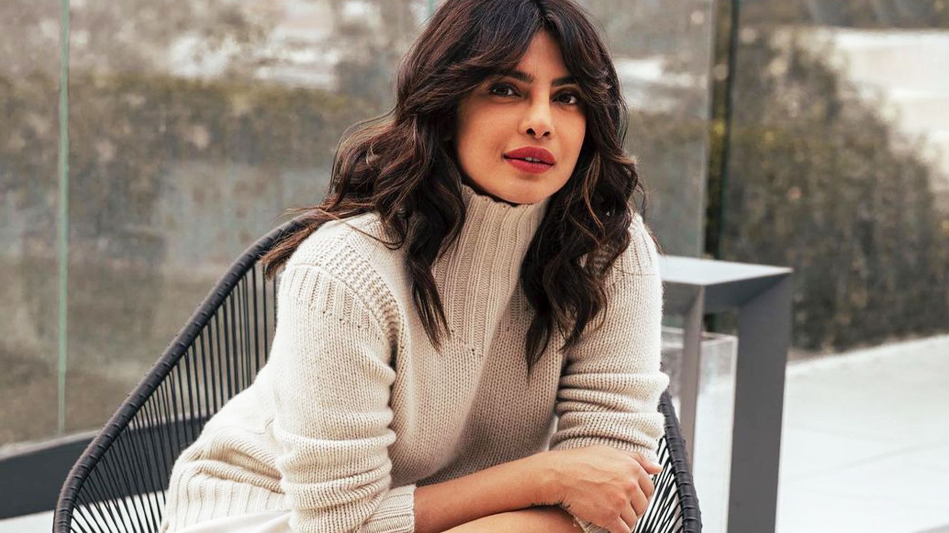 Priyanka Chopra Picked A Turtleneck Sweater And Satin Skirt For Her At Home Shoot With Nick Jonas