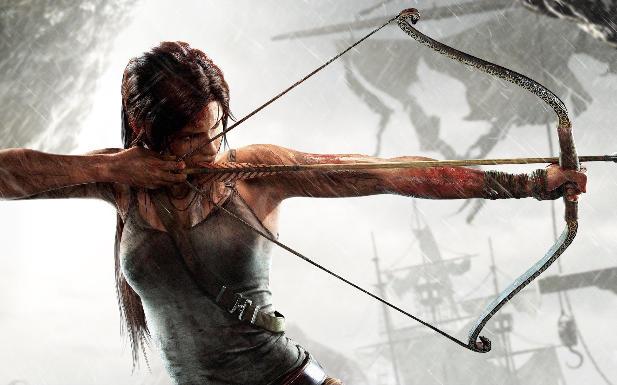 Wallpaper, video games, Lara Croft, Tomb Raider, bow and arrow, arrows, cold weapon 2560x1600