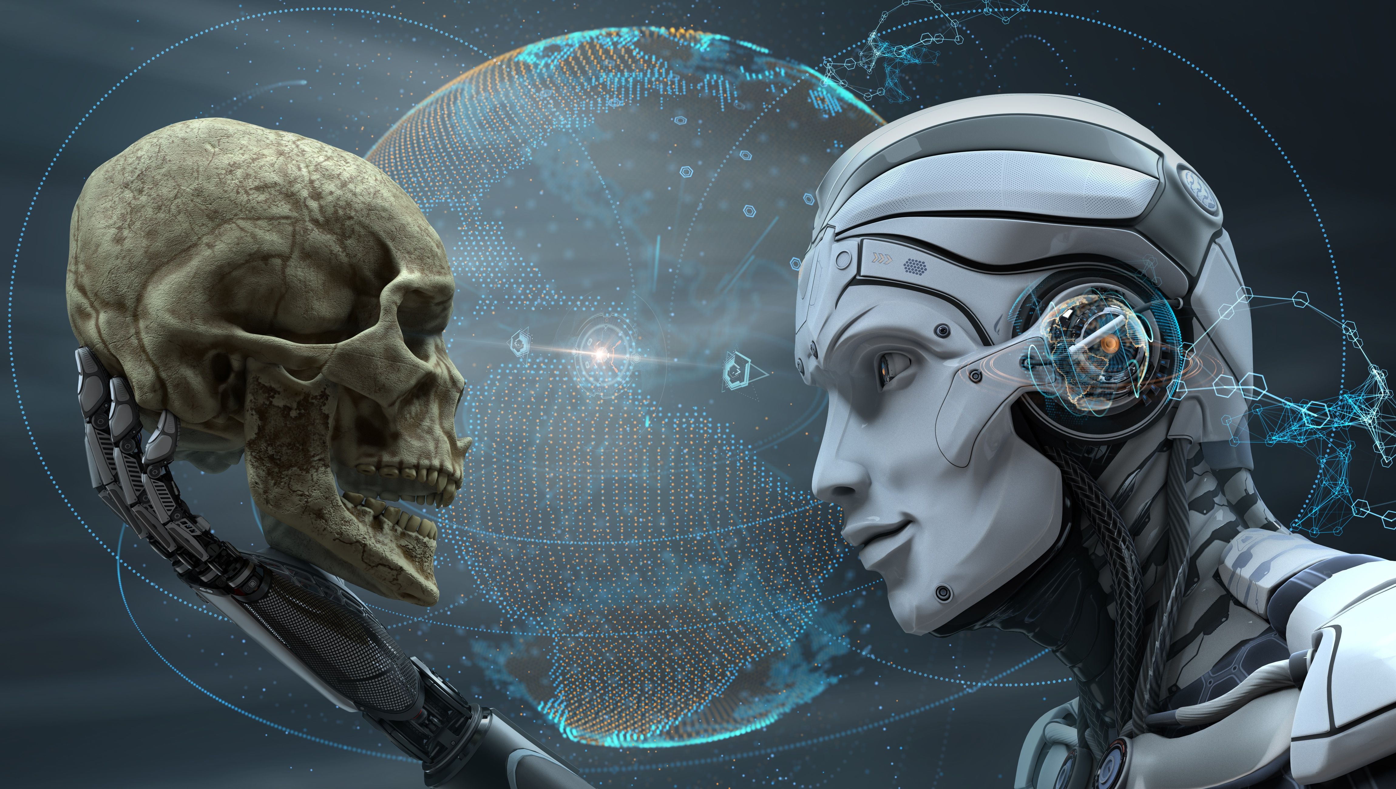 Sci Fi, Robot, Skull Wallpaper & Background Image