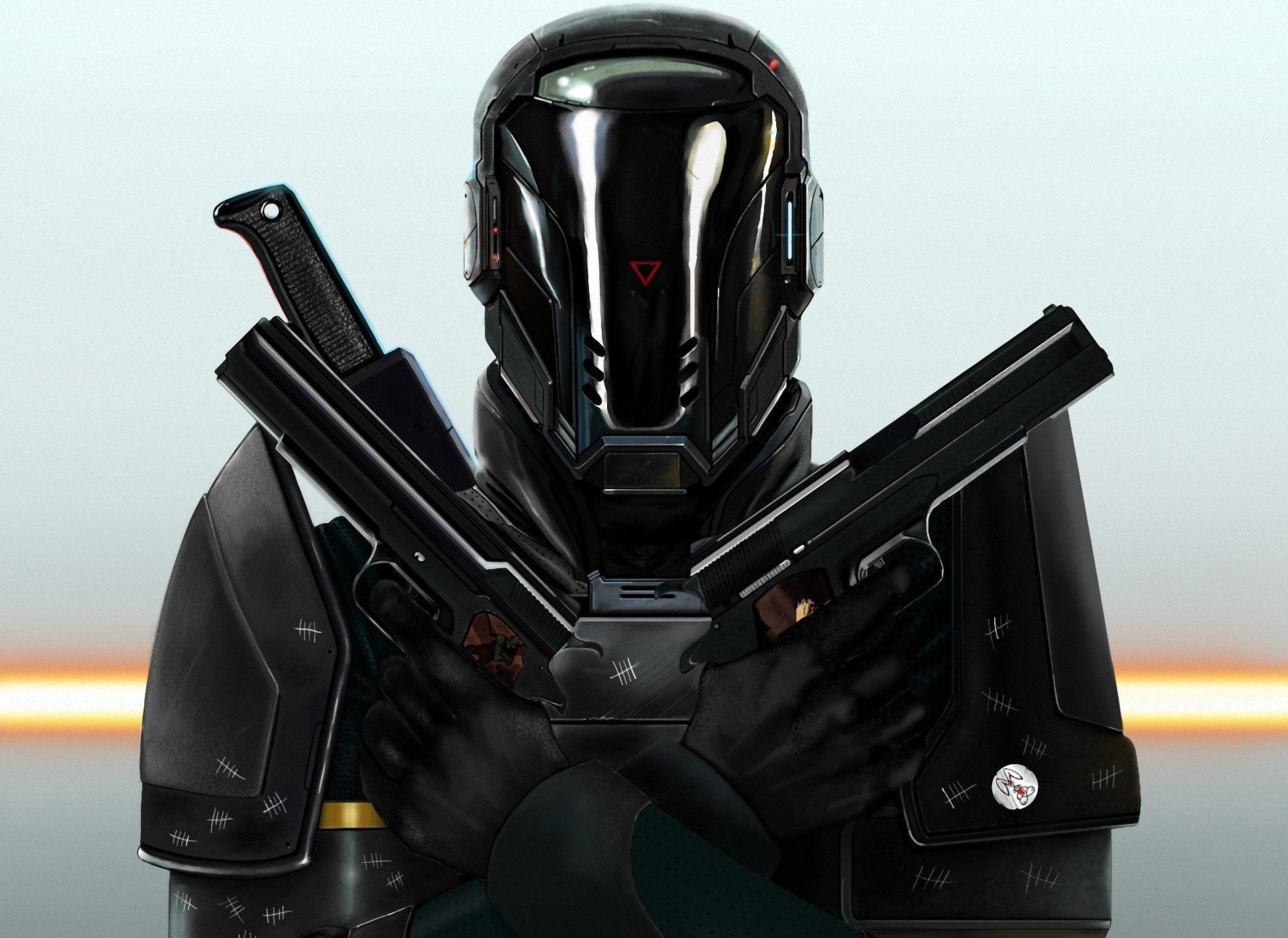 Helmet armor art gabriel weapon warrior gun robot wallpaperx1398