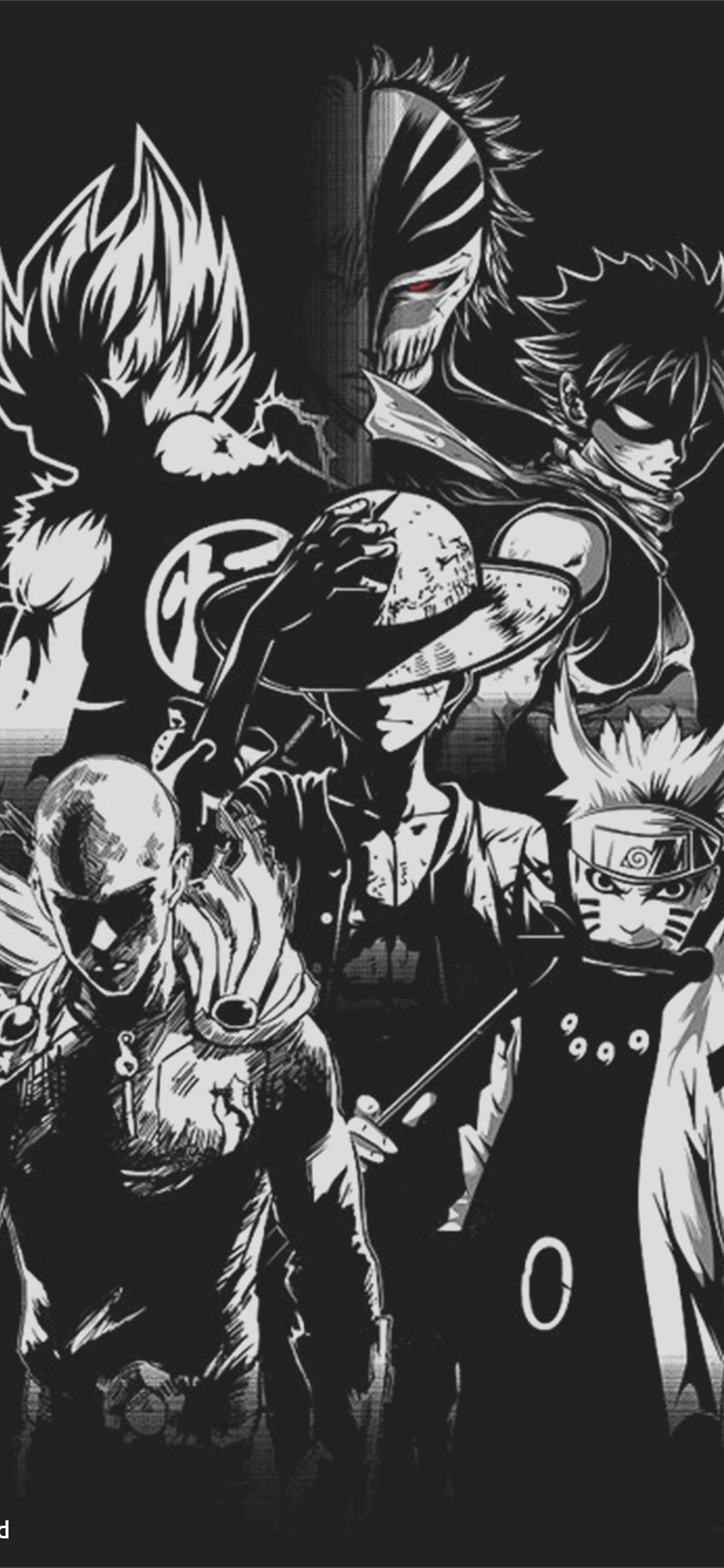 One Piece Anime with Mangas As Black and White Background