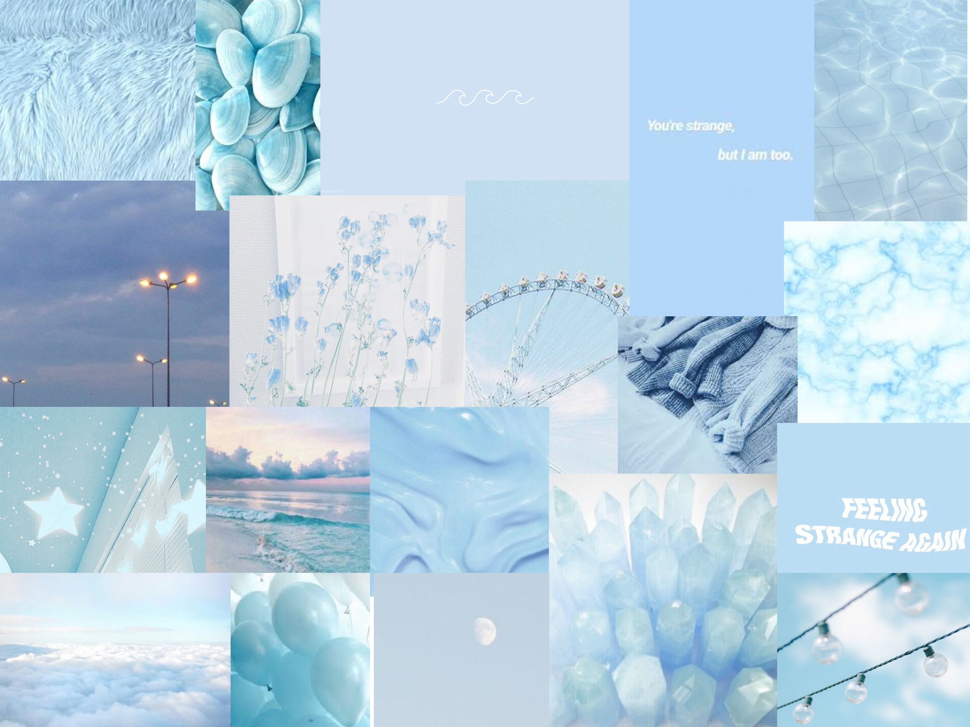 Light Blue Aesthetic Photo Collage Baby Blue Wall Collage 