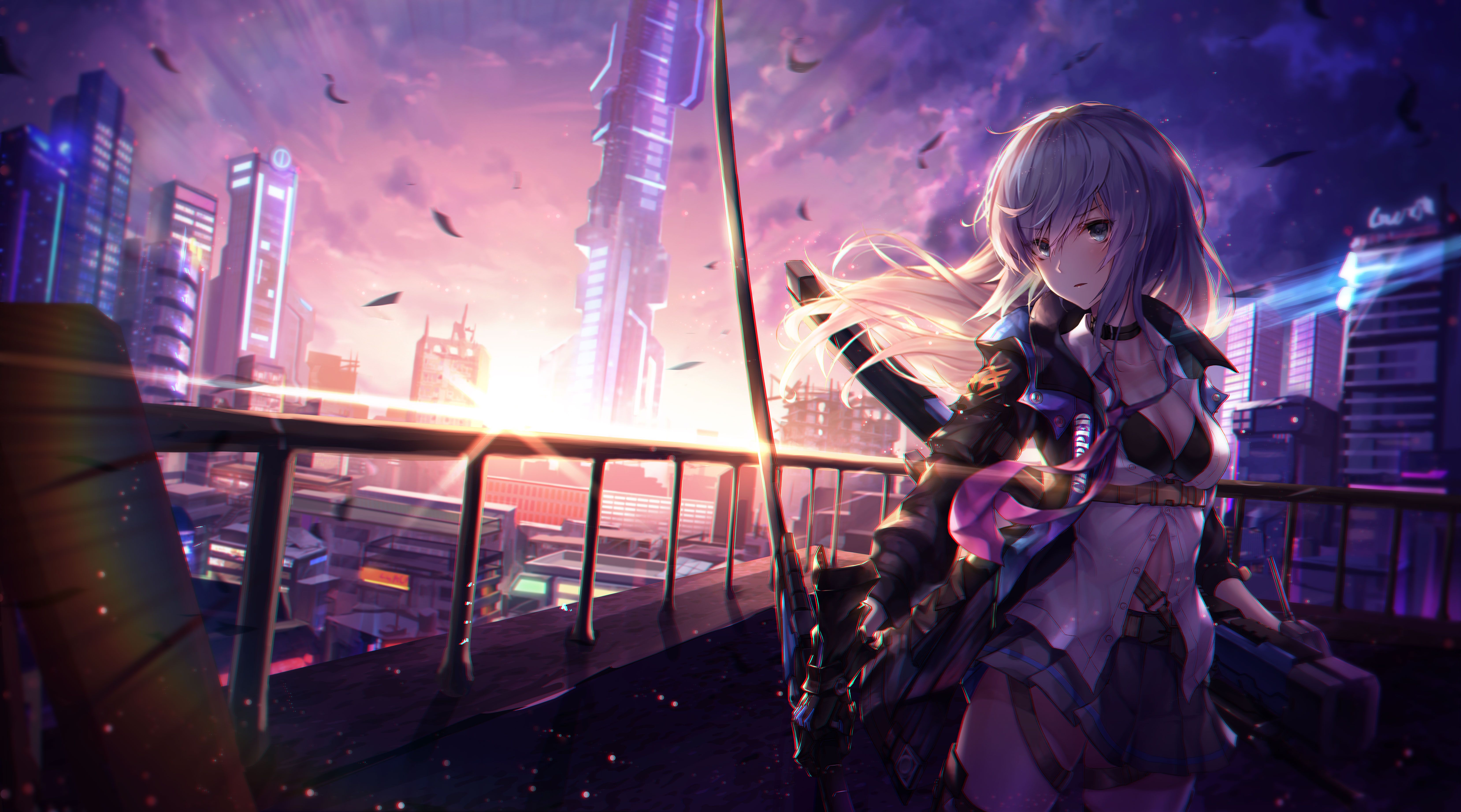 #anime girl, #anime, #warrior, #hd, #artist, #artwork, #digital art, k, k. Mocah HD Wallpaper