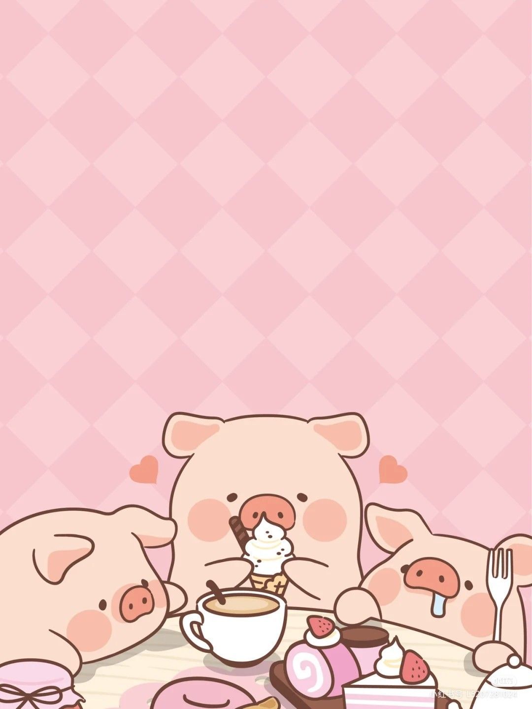 Lulu猪壁纸. Pig wallpaper, Pig illustration, Cute drawings