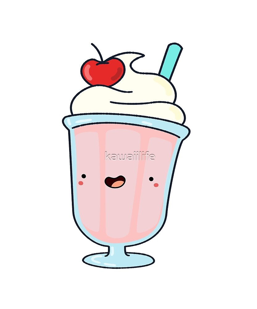 Kawaii Strawberry Milkshake by kawaiilife. Redbubble. Cute kawaii drawings, Cute doodles, Cute doodle art