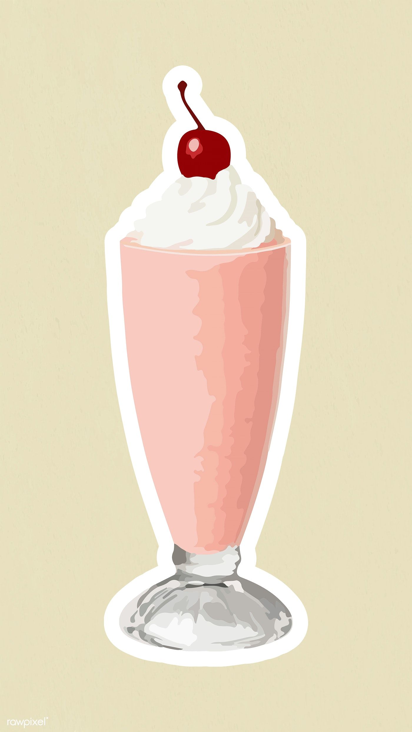 Vectorized Strawberry milkshake with a maraschino cherry. free image by rawpixel.com / Aew. Cow print wallpaper, Wallpaper star wars, Cute drawings for kids