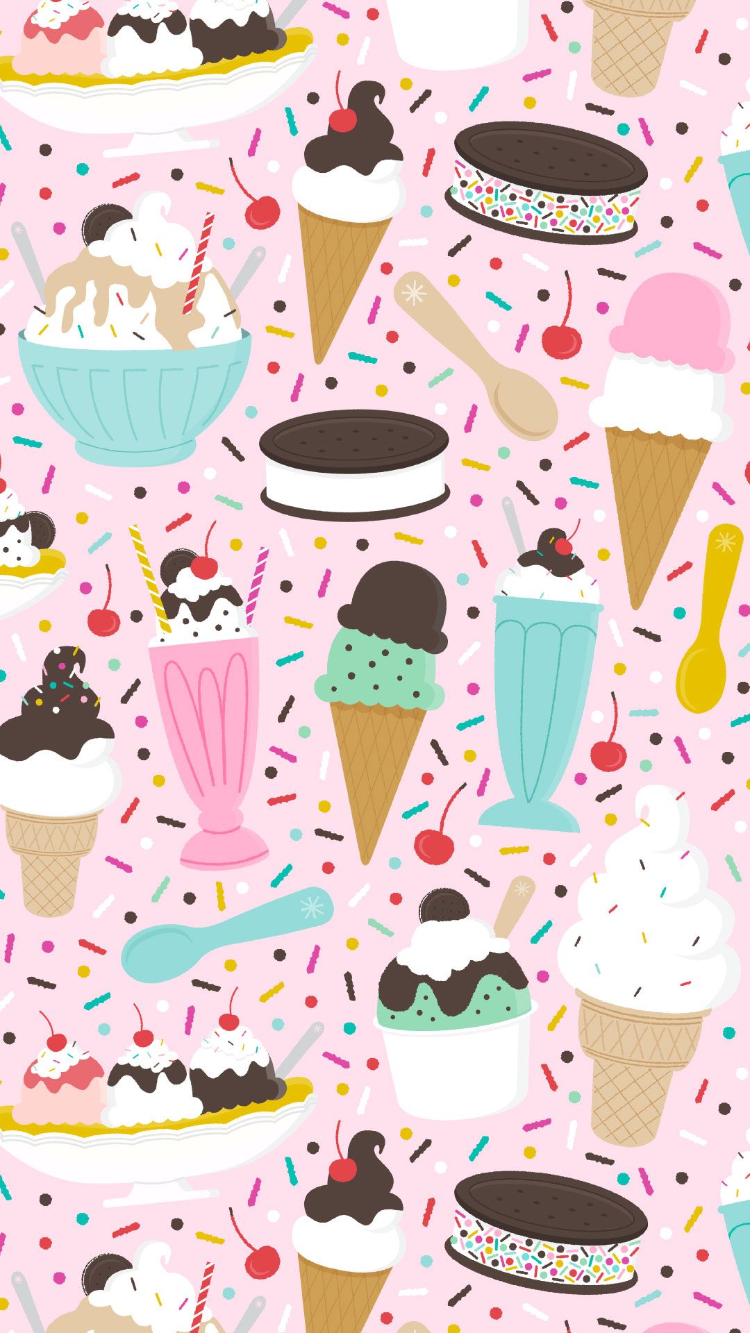 Kawaii Cute Ice Cream Wallpaper