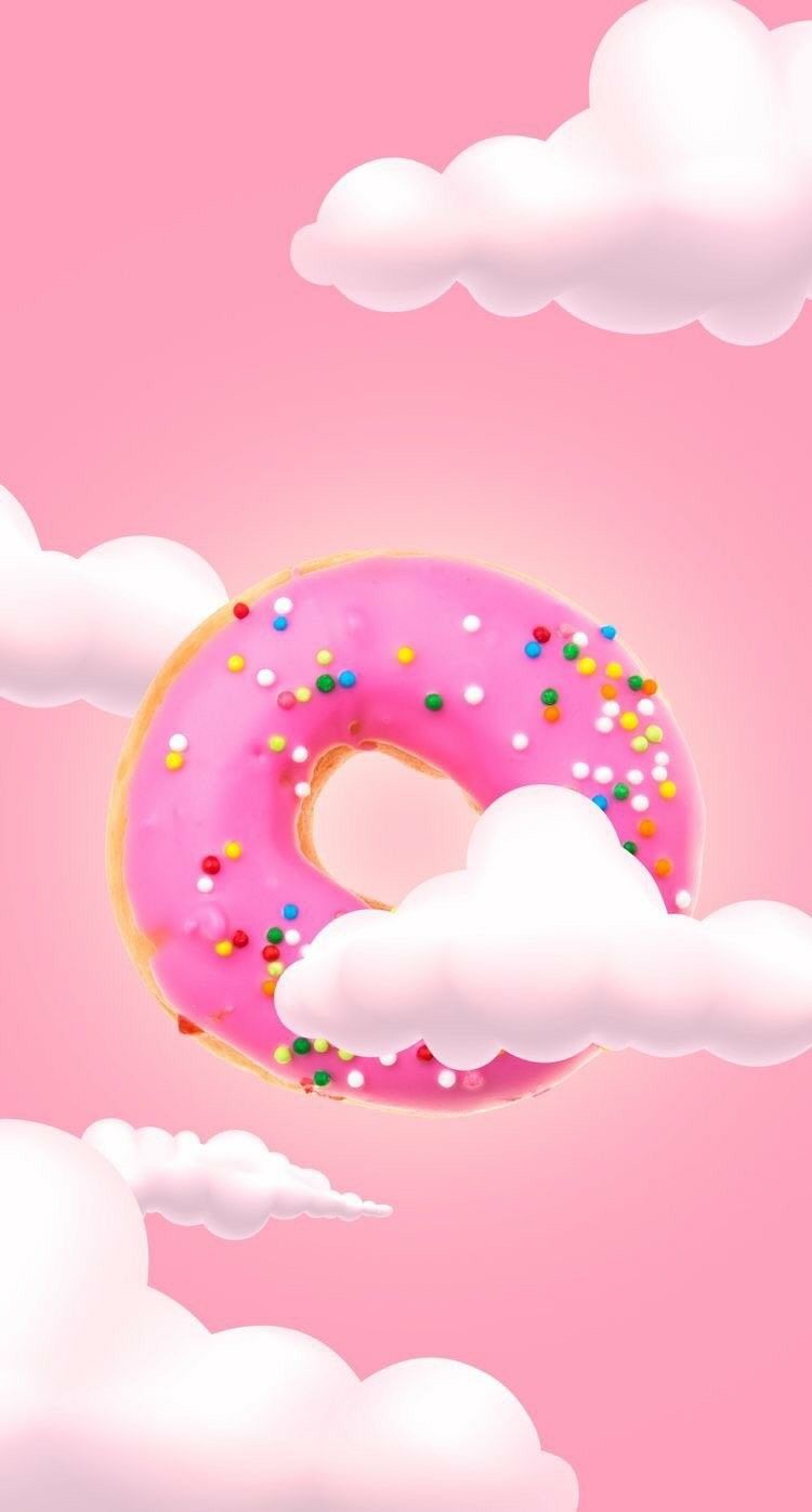 Cute Donut & Clouds Wallpaper