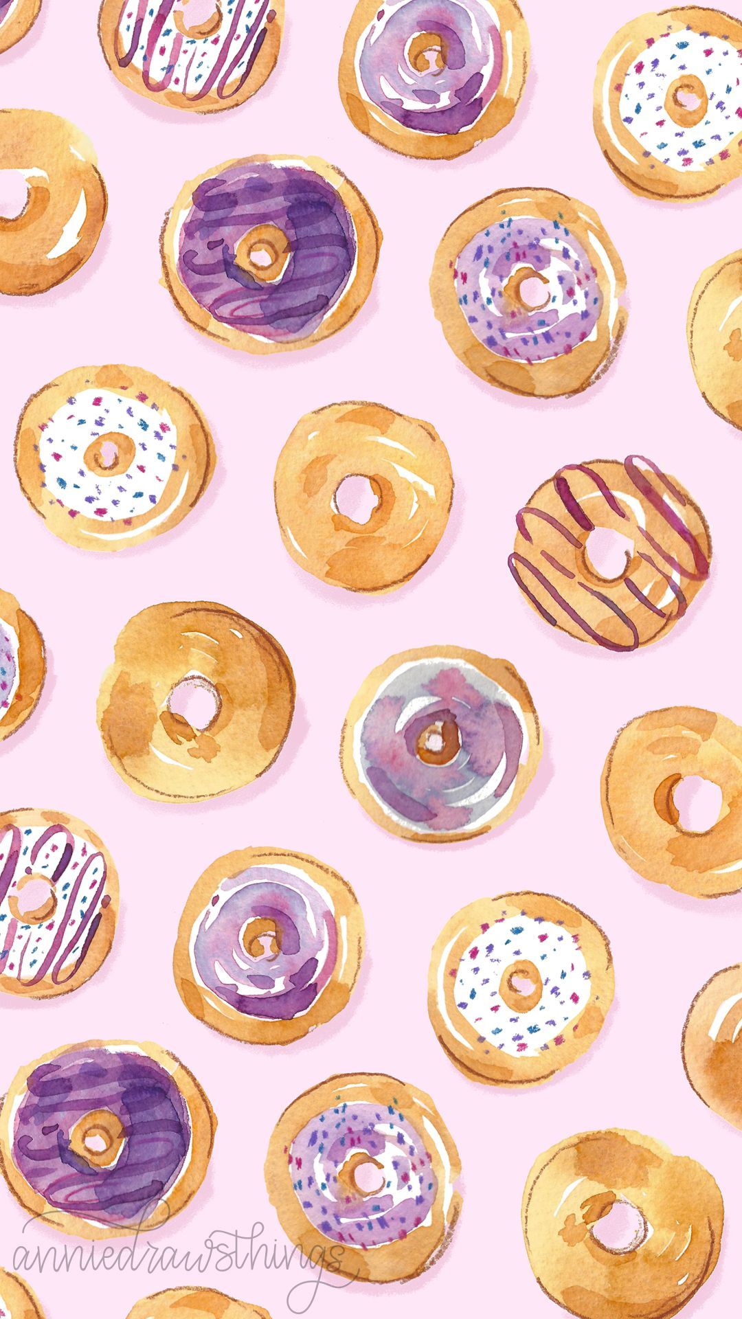 Cute Watercolor Donut Wallpaper Parsons. Donut wallpaper, Cute watercolor, Donut drawing