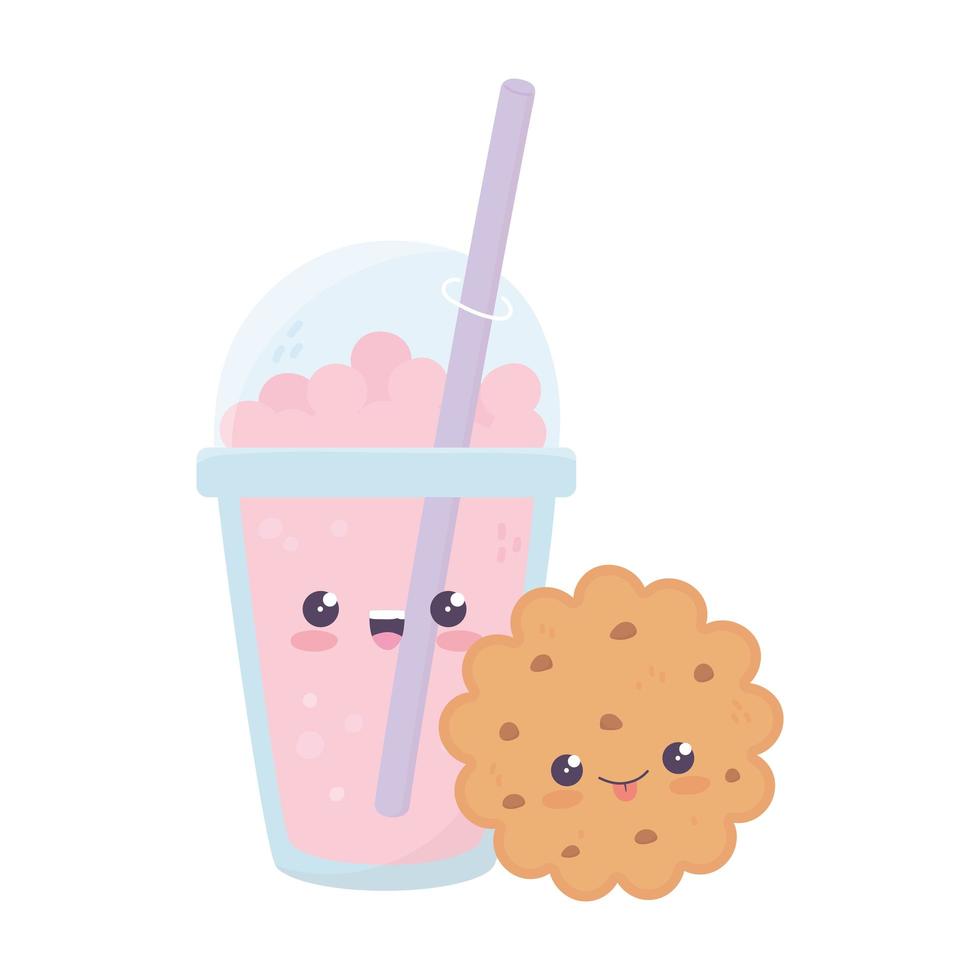 cute cookie and milkshake kawaii cartoon character