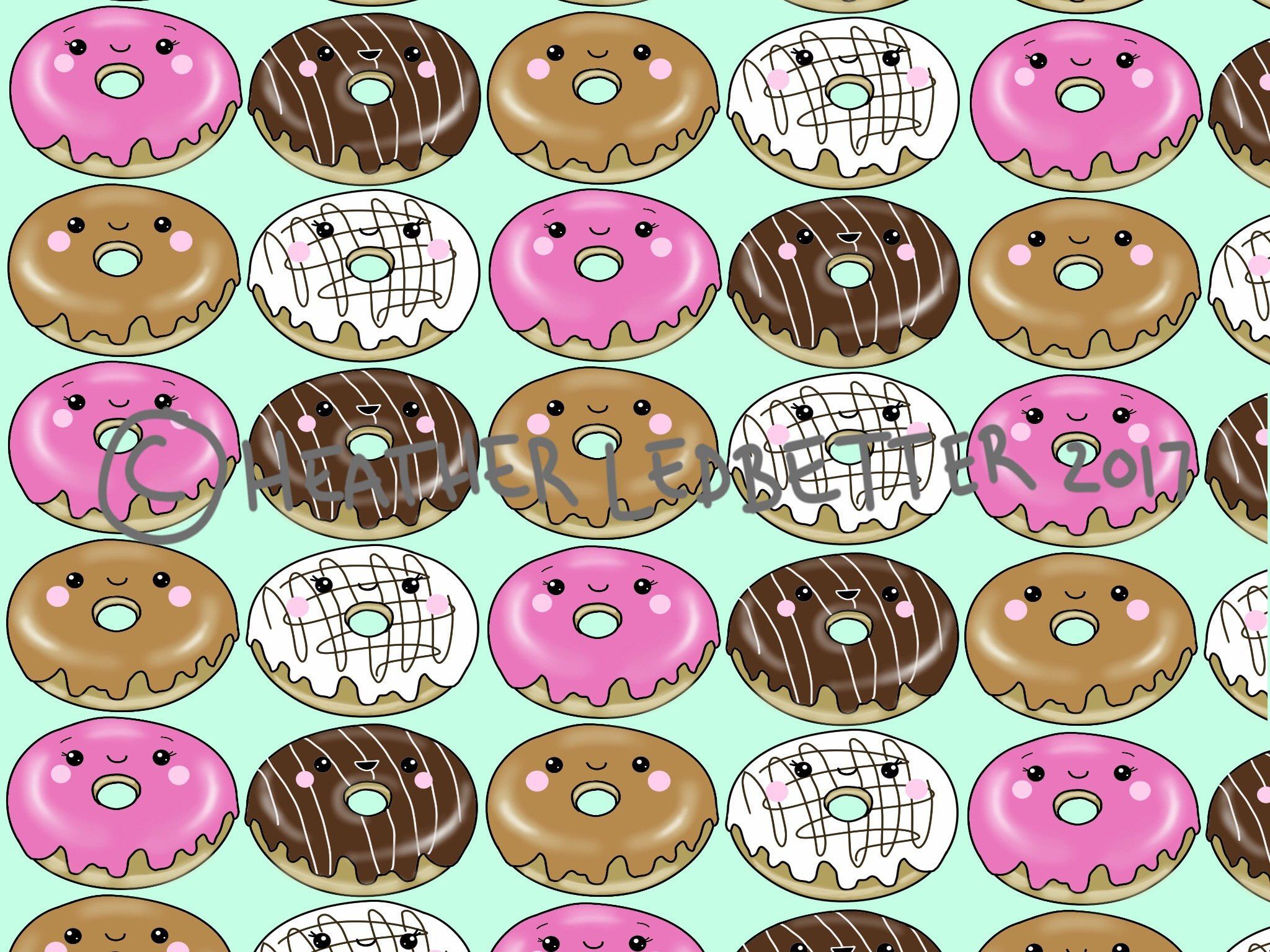 Cute Kawaii Donut Background