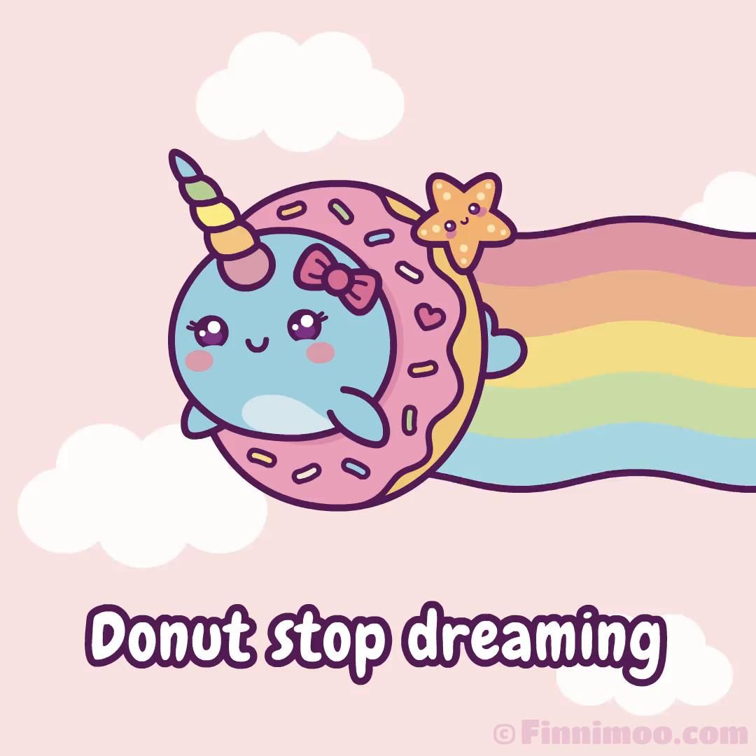 Cute Donut Narwhal Paints A Rainbow In The Sky. Cute drawings, Unicorn illustration, Cute narwhal