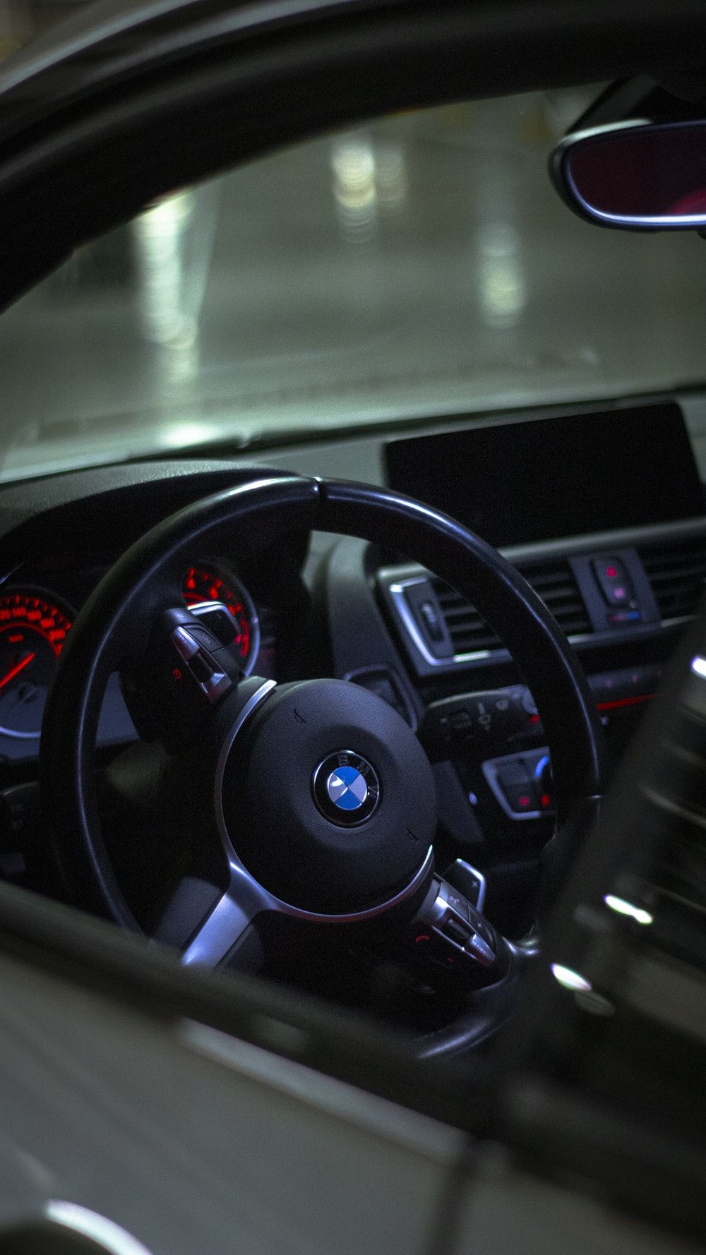 black bmw car steering wheel photo