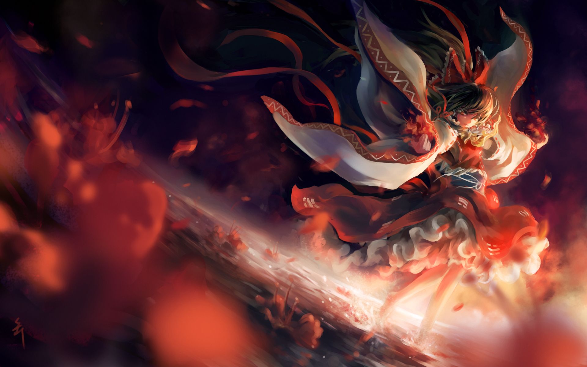 Touhou, Hakurei Reimu, detached sleeves, Archlich wallpaper