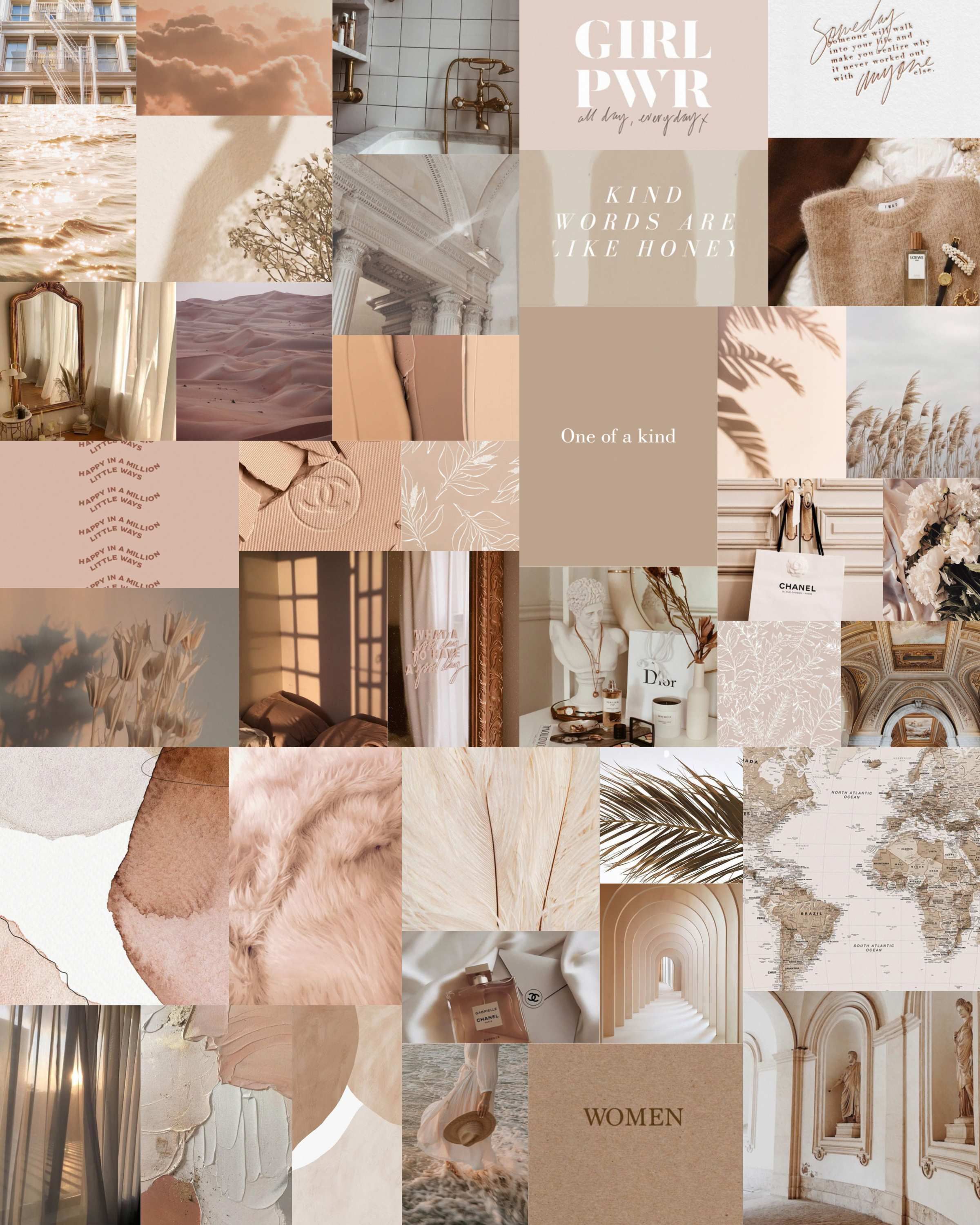 Beige Wall Collage Kit, Tan Aesthetic, DIGITAL Prints, Wall Kit, Aesthetic Room Decor, Instant 40 Pcs. Aesthetic desktop wallpaper, Aesthetic room decor, Wall collage decor