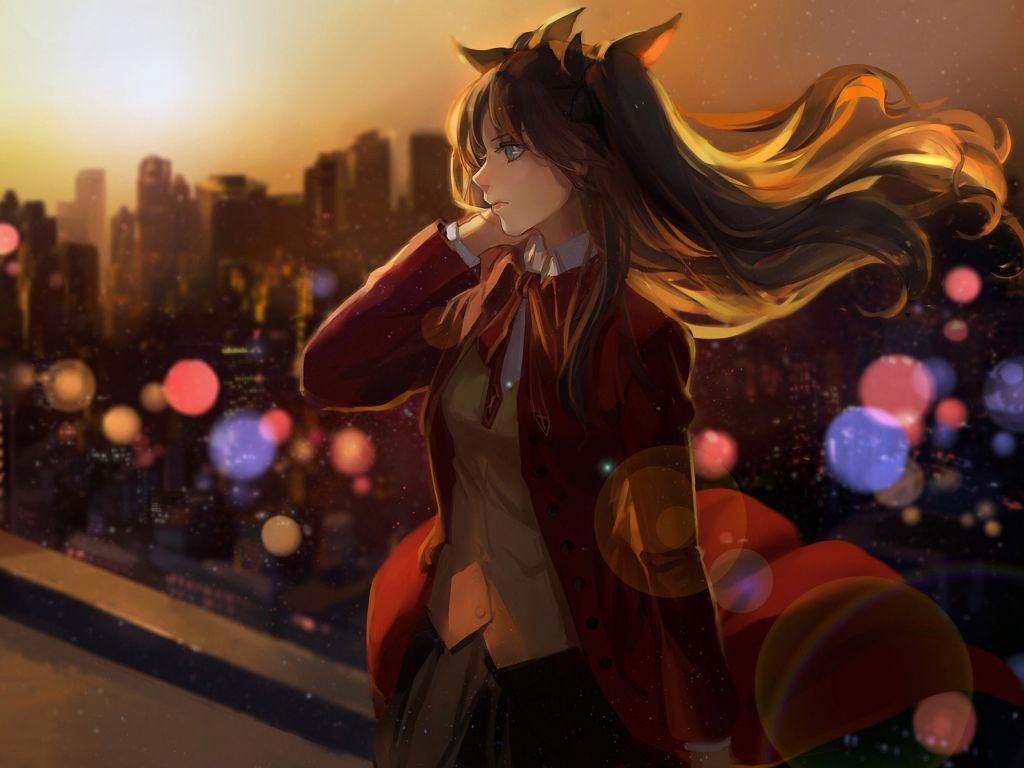 Desktop Wallpaper Fate Stay Night, Night Out, Artwork, Rin Tohsaka, HD Image, Picture, Background, Dcd427