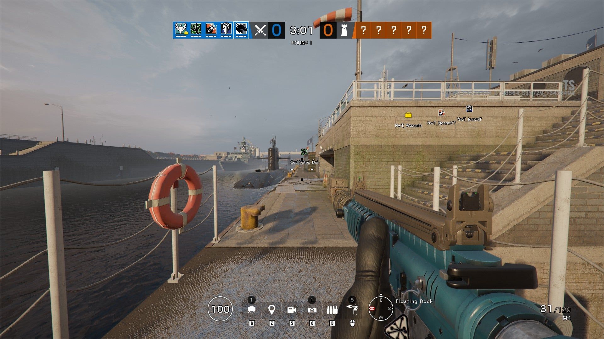 M4's ironsight is stretched along the upper rail of the gun