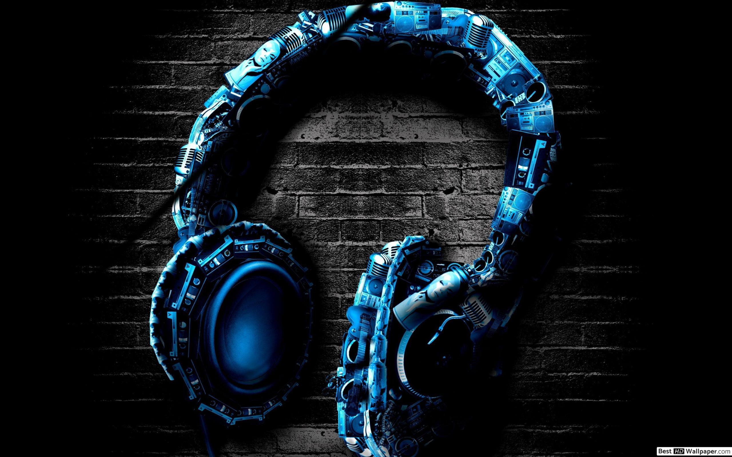 Awesome Blue Headphones HD wallpaper download