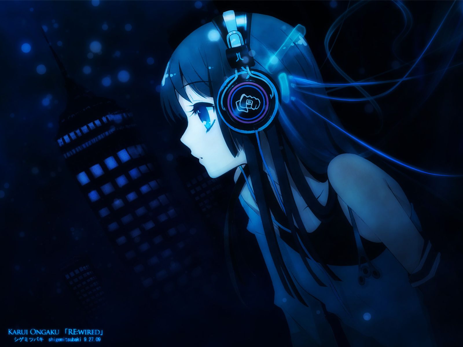 Akiyama Mio Blue Headphones Itou Noiji Jpeg Artifacts K On! Polychromatic Third Party Edit. Konachan.com.com Anime Wallpaper