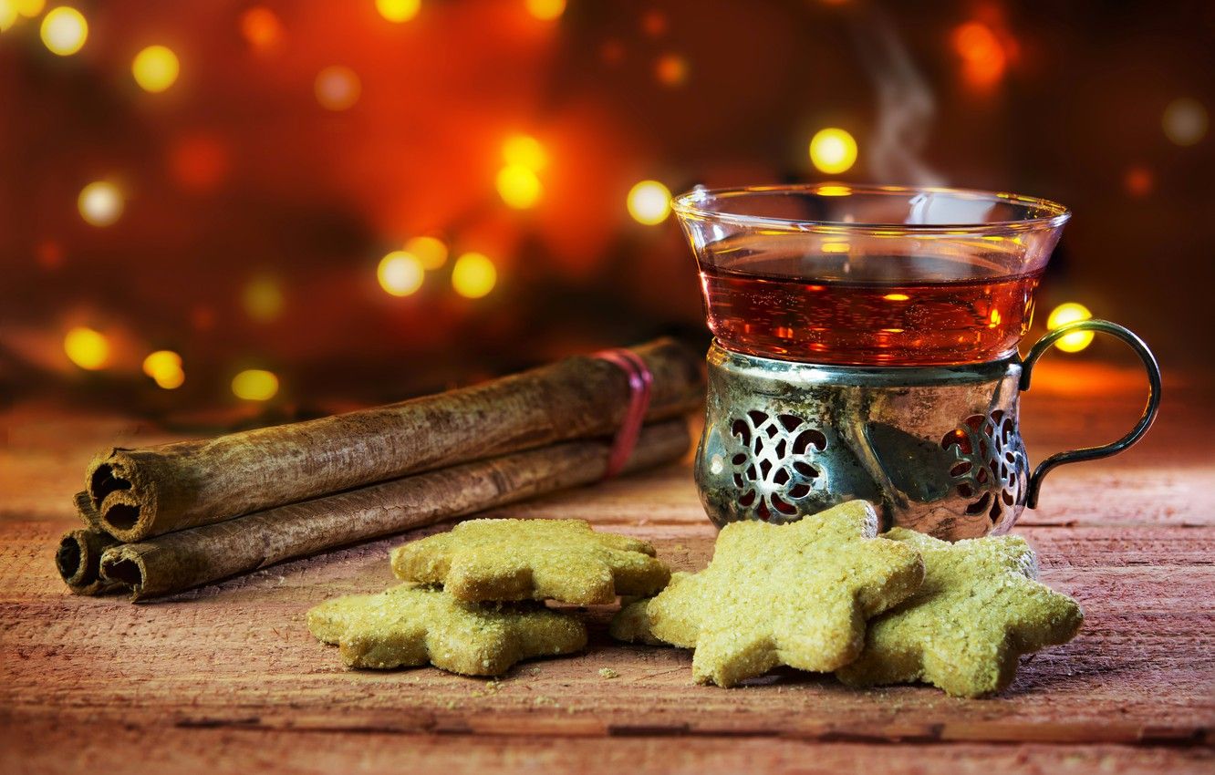 Wallpaper tea, cookies, couples, Board, hot, cinnamon, cakes, background, bokeh, drinks, tea, cookies, cinnamon image for desktop, section еда