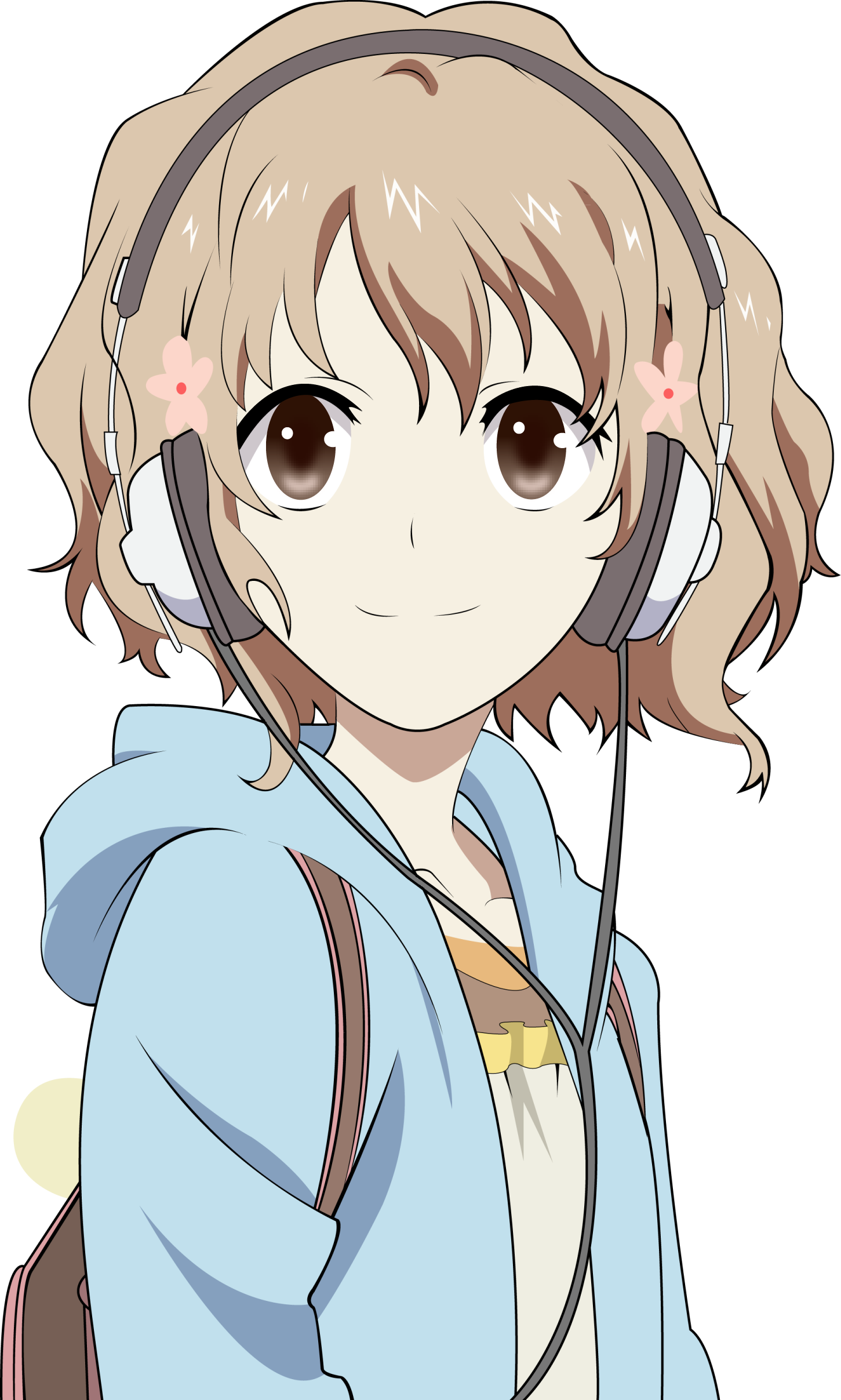 short hair png Girl With Short Blonde Hair And Brown Eyes, Curly Hair Anime Girl