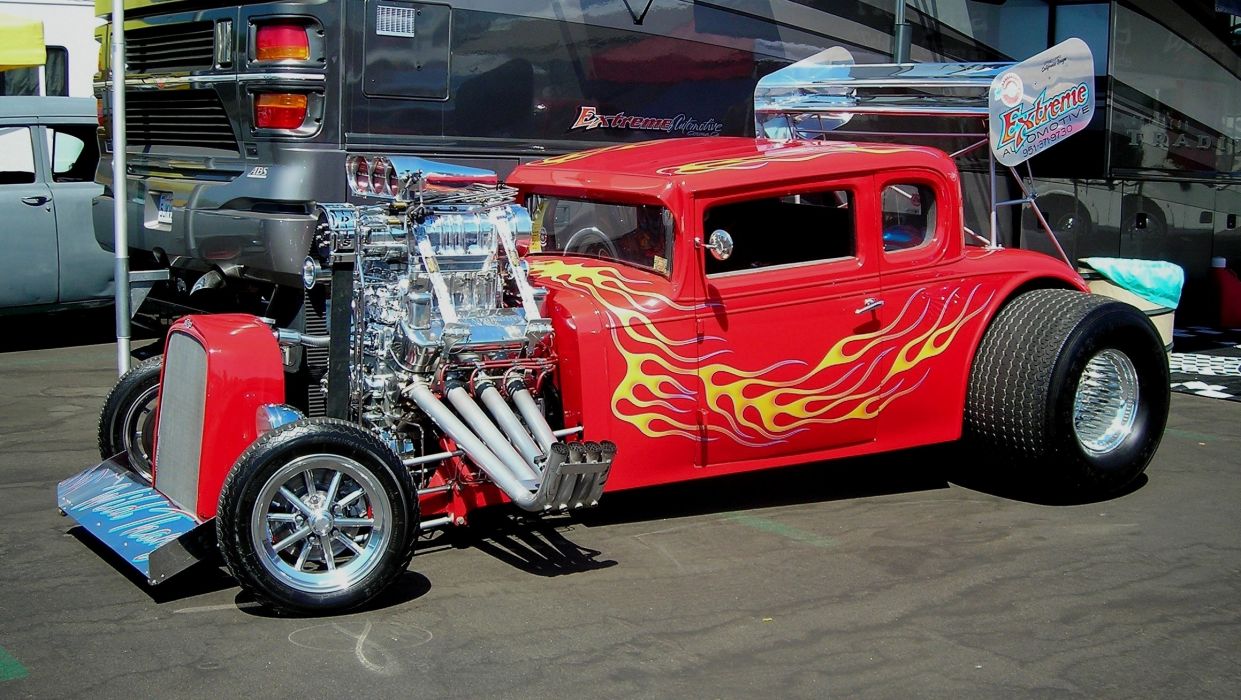 Vehicles cars custom engine chrome hot rod classic old retro wheels muscle blower ford wallpaperx1308