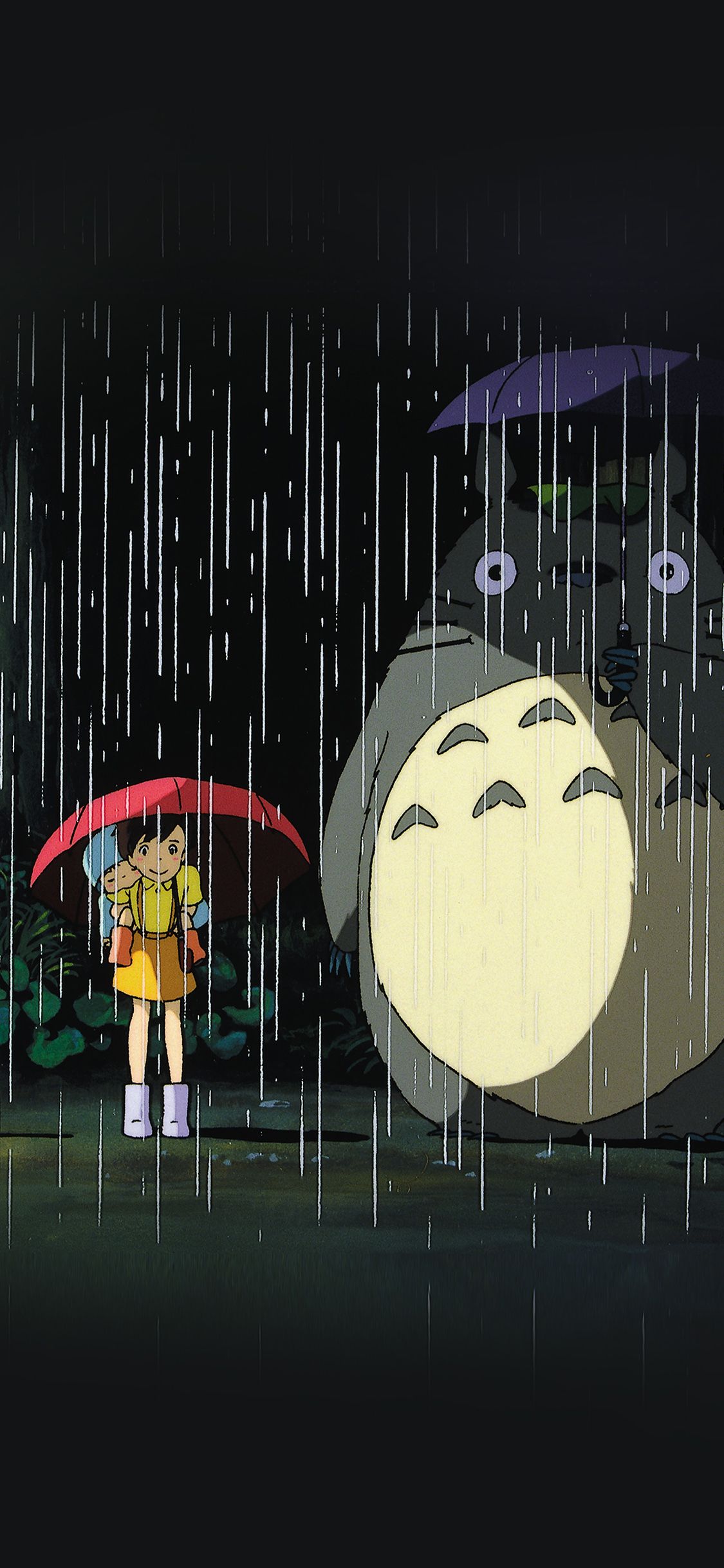 iPhone wallpaper. my neighbor totoro art illust rain anime