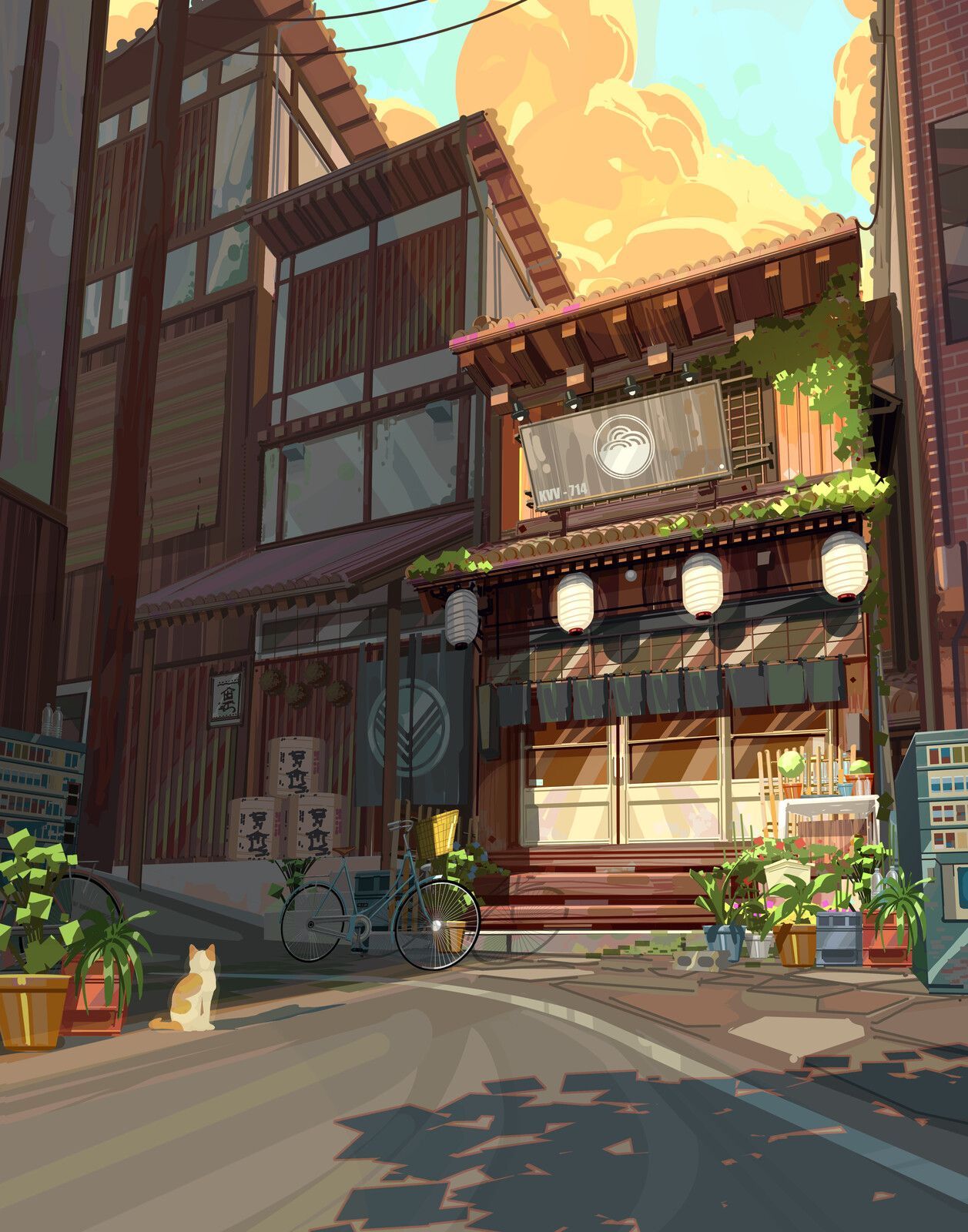 Ramen Shop Artwork OOK6V4. Anime Scenery Wallpaper, Anime Background, Anime Scenery
