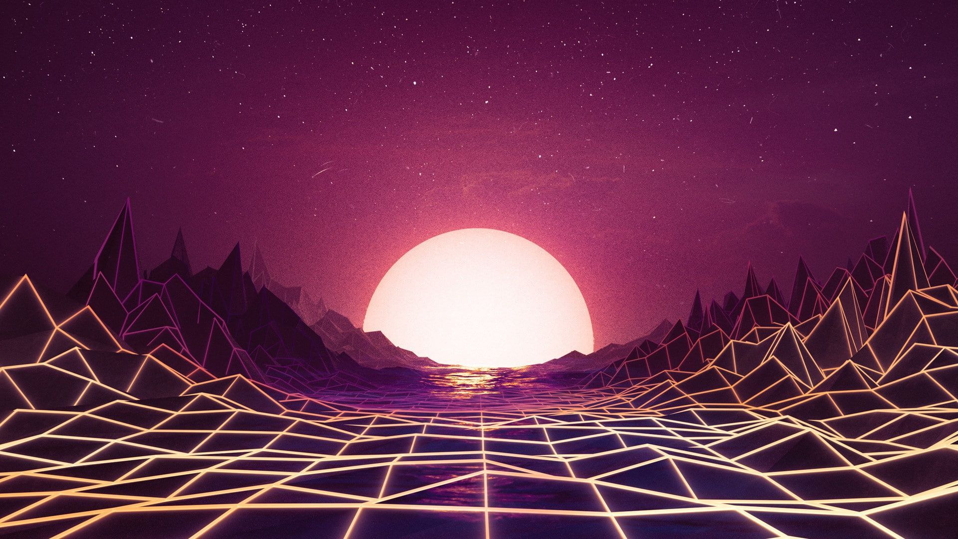 Retro Sunset Wallpaper 1920X1080