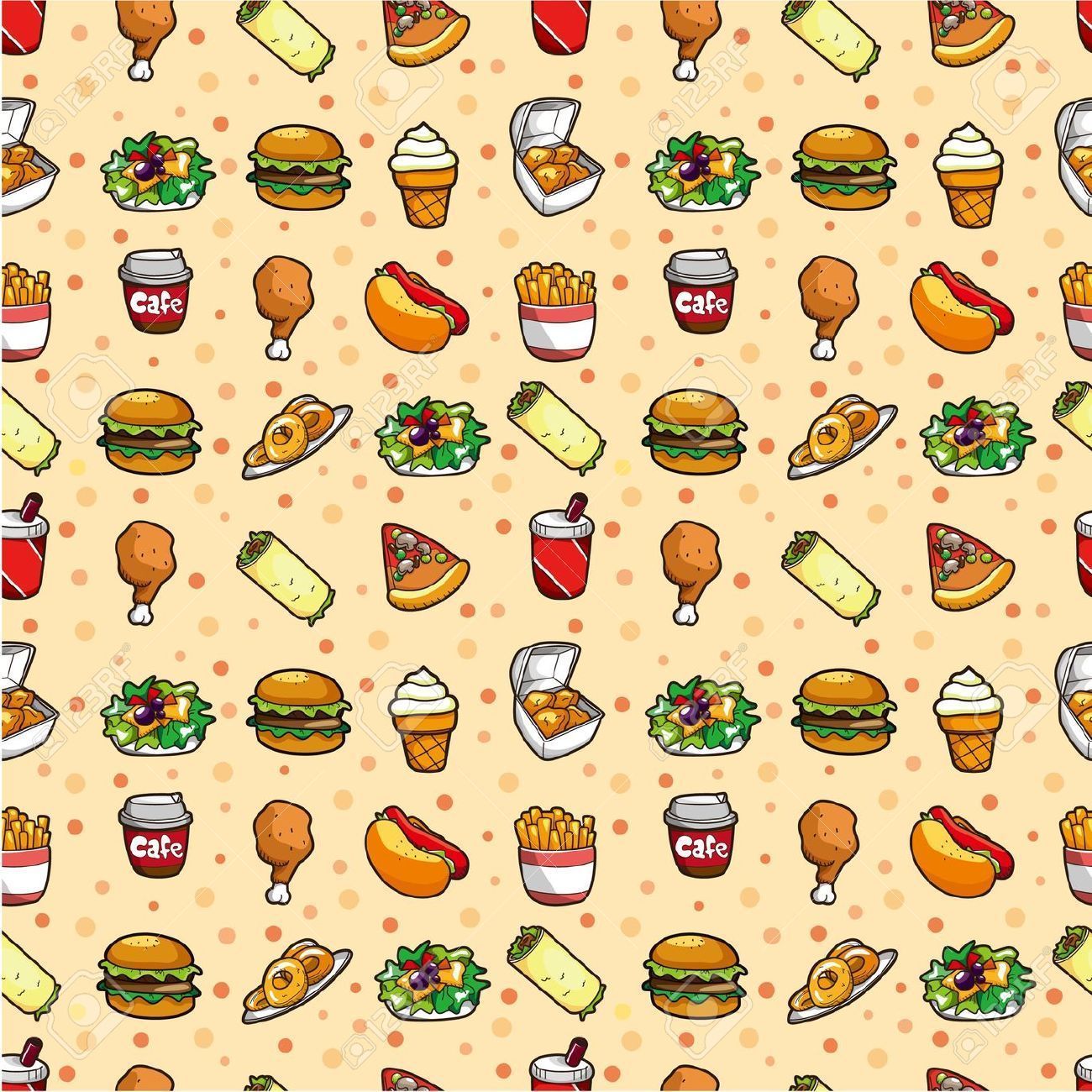 cartoon on net: Cartoon Fast Food Wallpaper