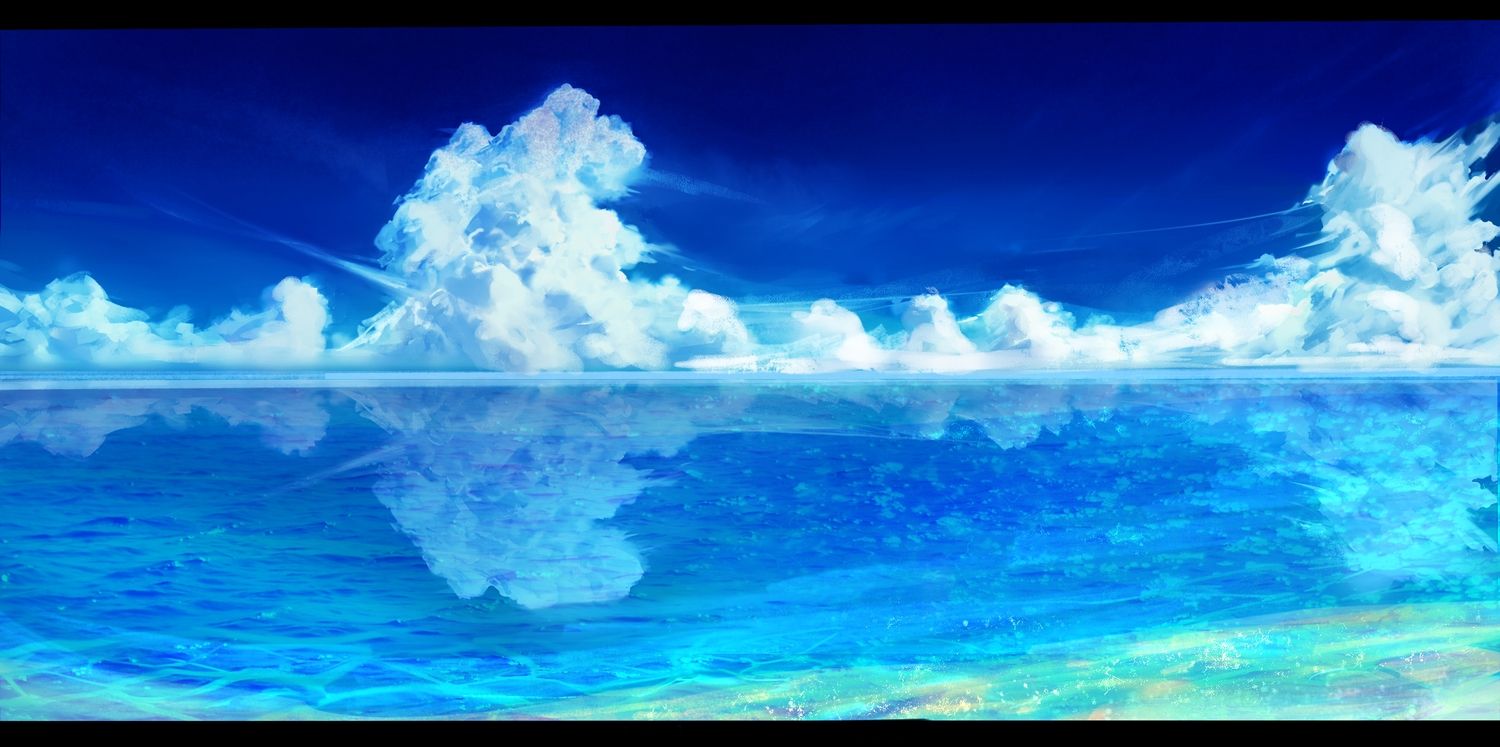 clouds nobody original reflection scenic sky water yuuko (renhaowei2010). konachan.com.com Anime Wallpaper