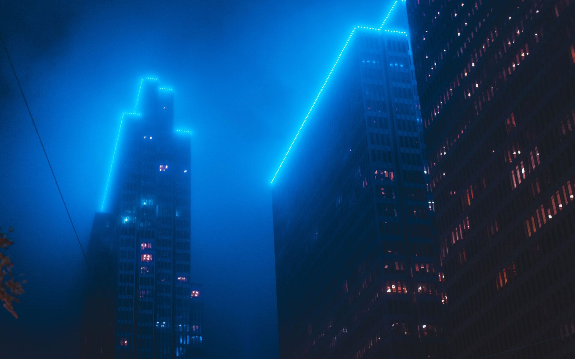 neon sky blue and black background