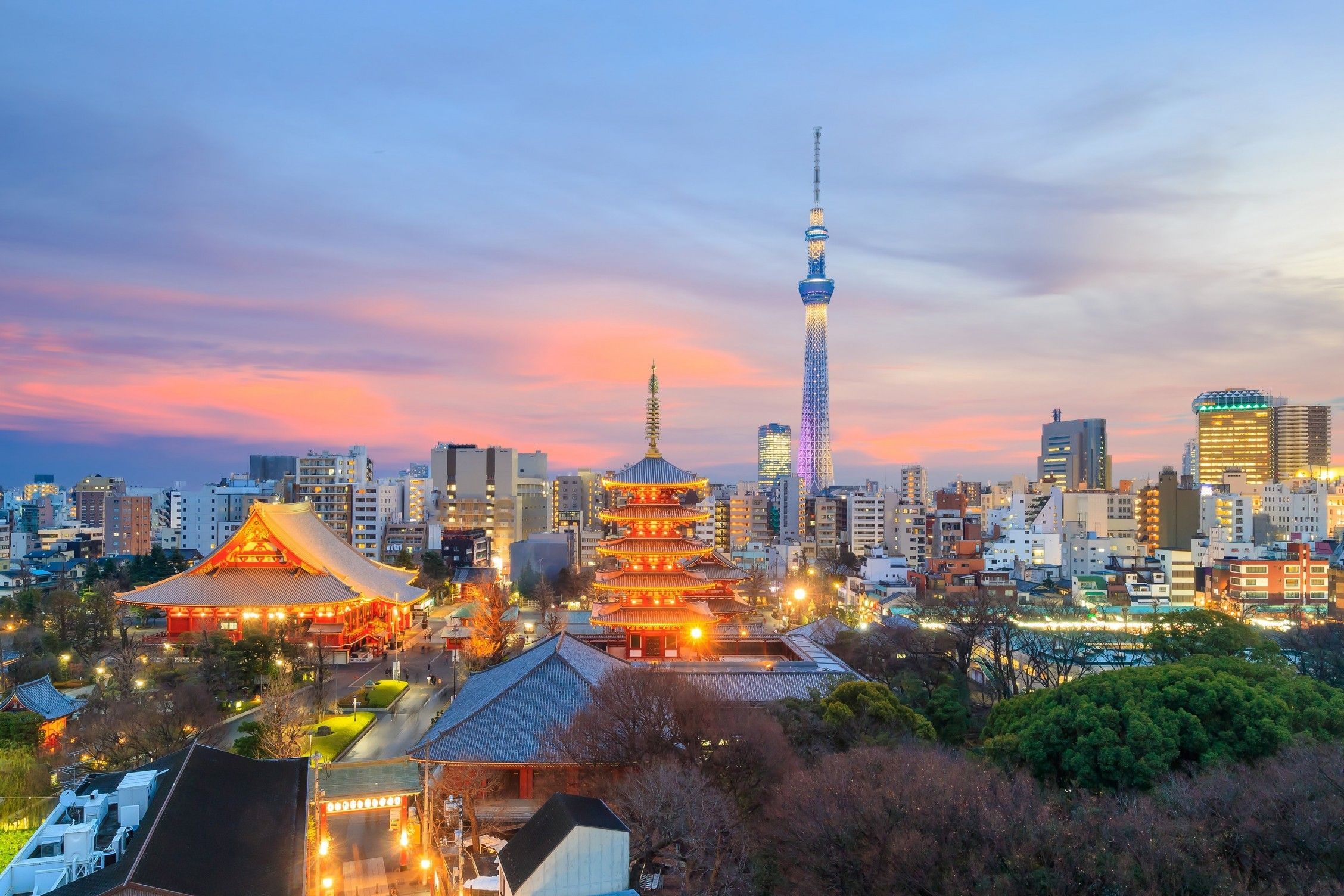 Download 2256x1504 Japan Tokyo, Skyline, Clouds, Sunset, Buildings Wallpaper