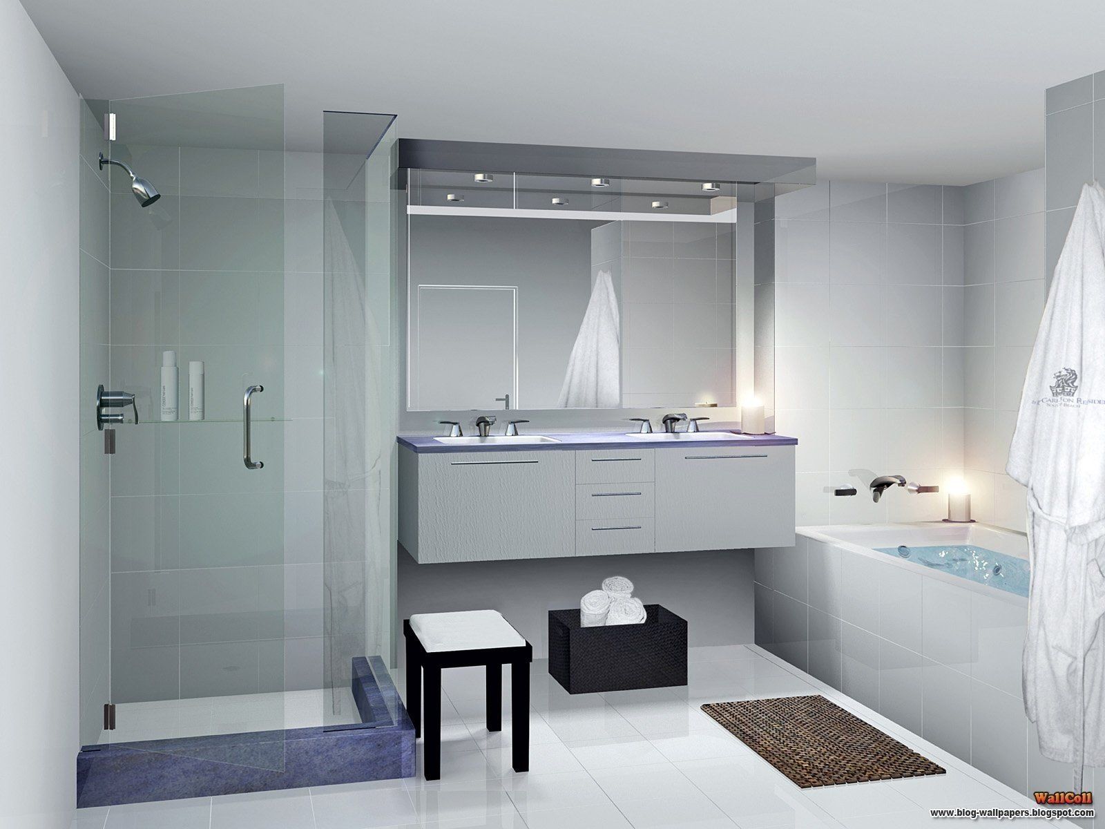 Premium AI Image | Farmhouse boho bathroom in dark wood and beige tones  Marble bathtub and wooden washbasin Japandi interior design illustration