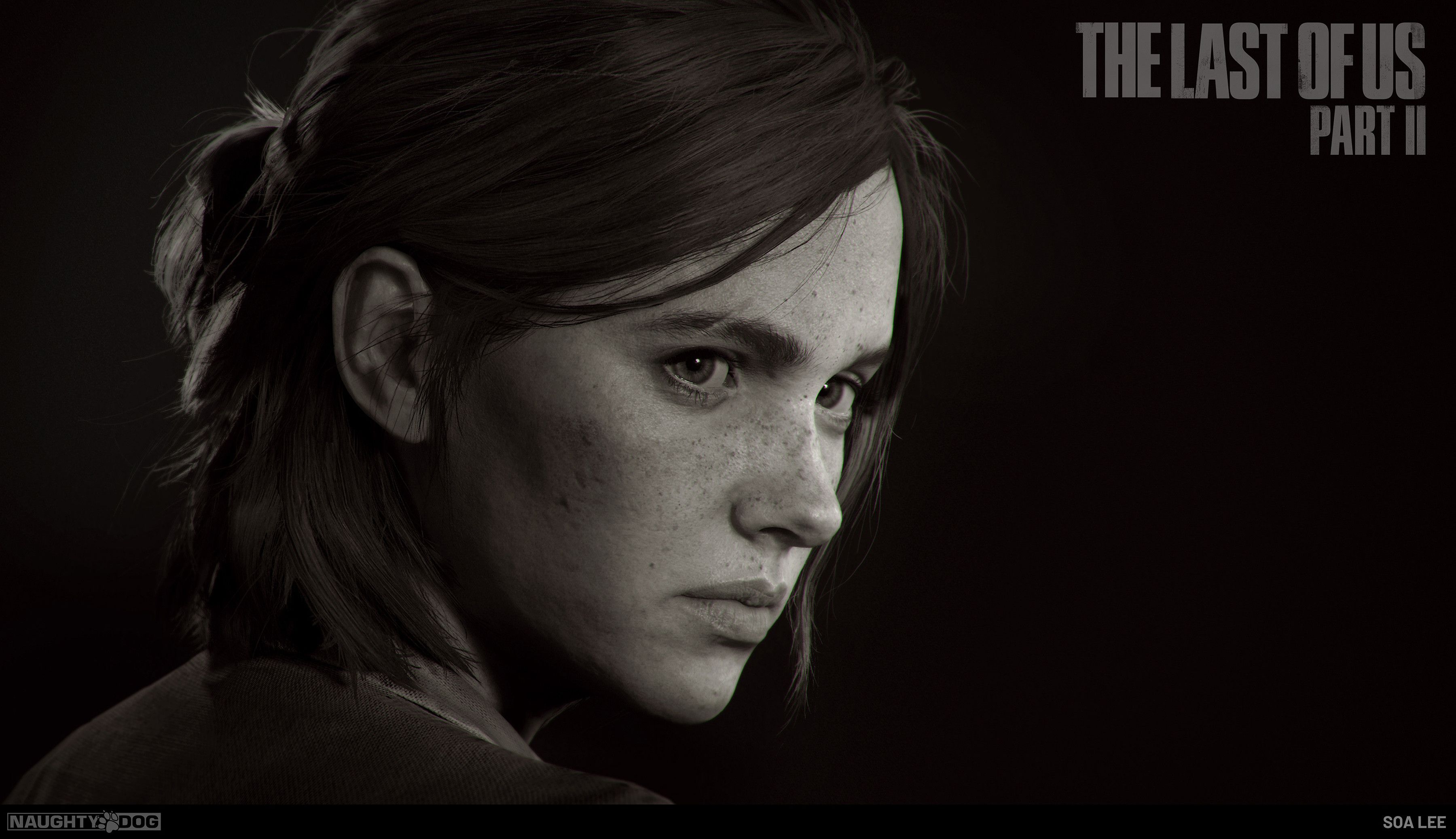 Wallpaper, The Last of Us video games, Ellie, Video Game Art, artwork, Naughty Dog, face, sepia 3600x2075