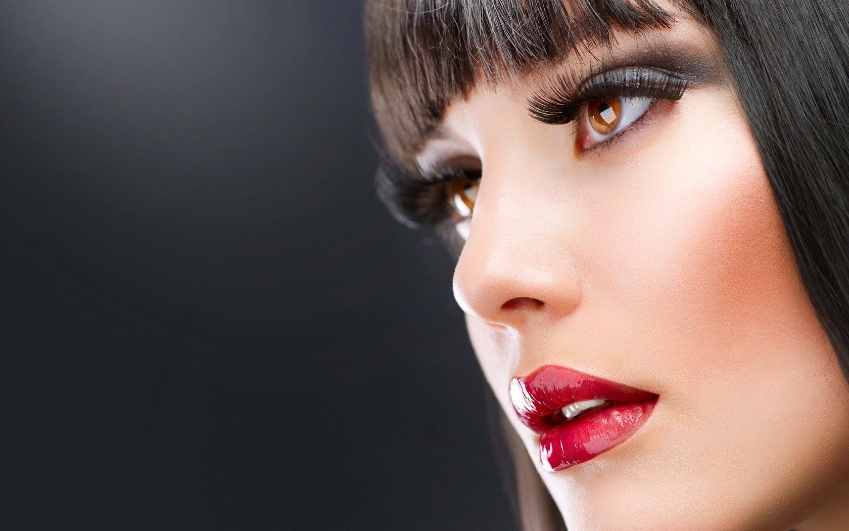 brunettes women makeup hazel eyes faces red lips 1680x1050 wallpaper High Quality Wallpaper, High Definition Wallpaper