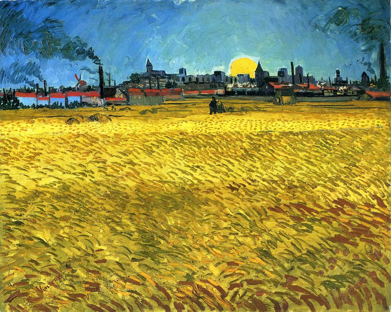 Summer Evening Wheatfield With Setting Sun Van Gogh Wallpaper Image
