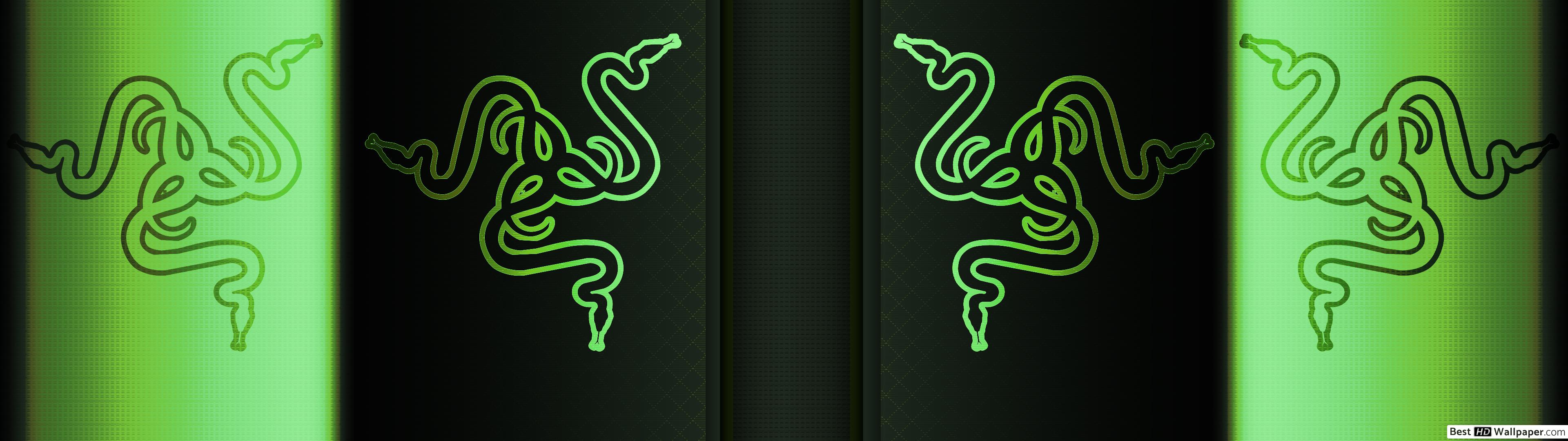 Razer Logos over Green and black background HD wallpaper download