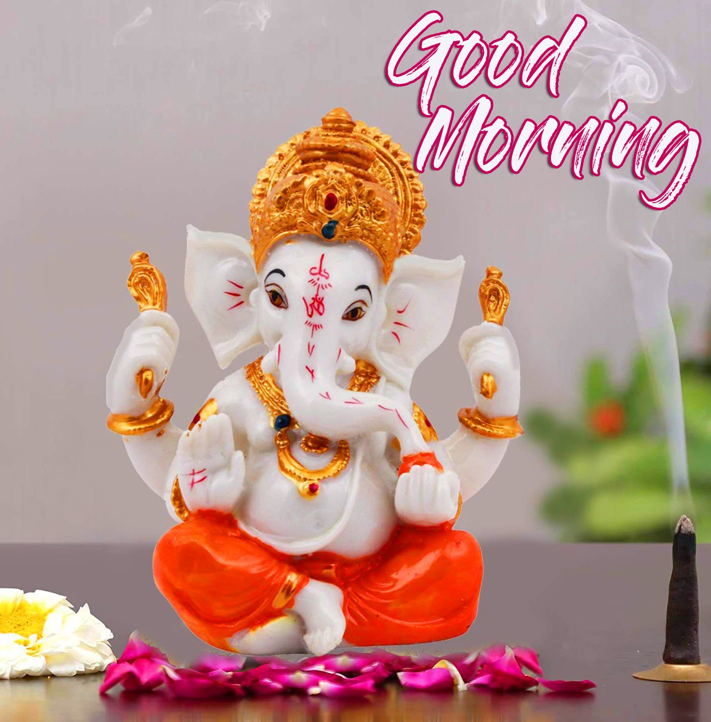 Cute Good Morning with Ganesha Wallpaper