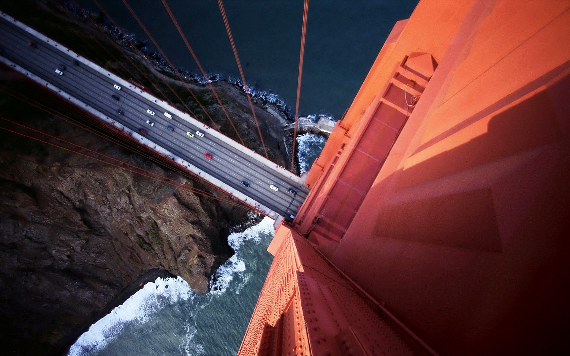 Cars On The Golden Gate Bridge With Bird's Eye View Wallpaper And Image, Picture, Photo