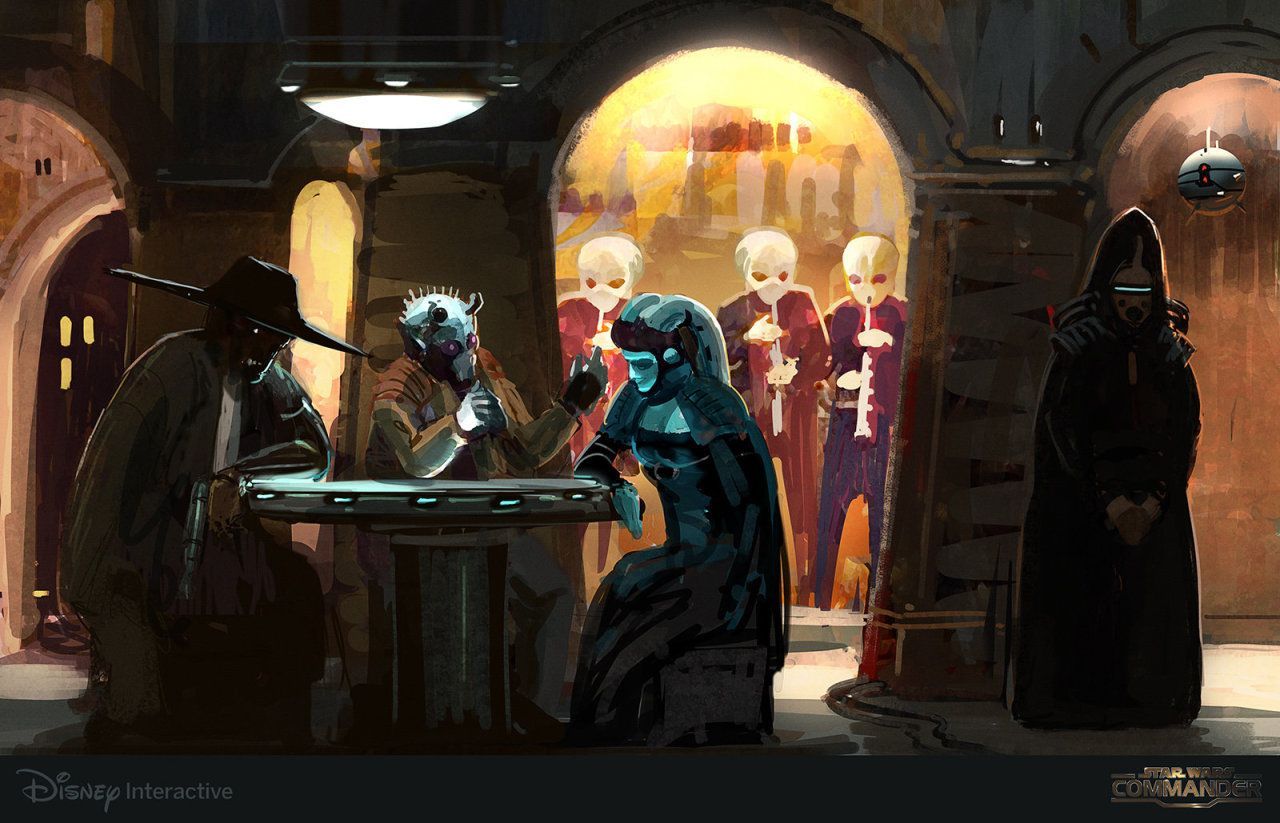phattro: “ -Star Wars: The Cantina- This is a rough sketch I did for “Star Wars: Commander” game from D. Star wars artwork, Star wars concept art, Star wars art
