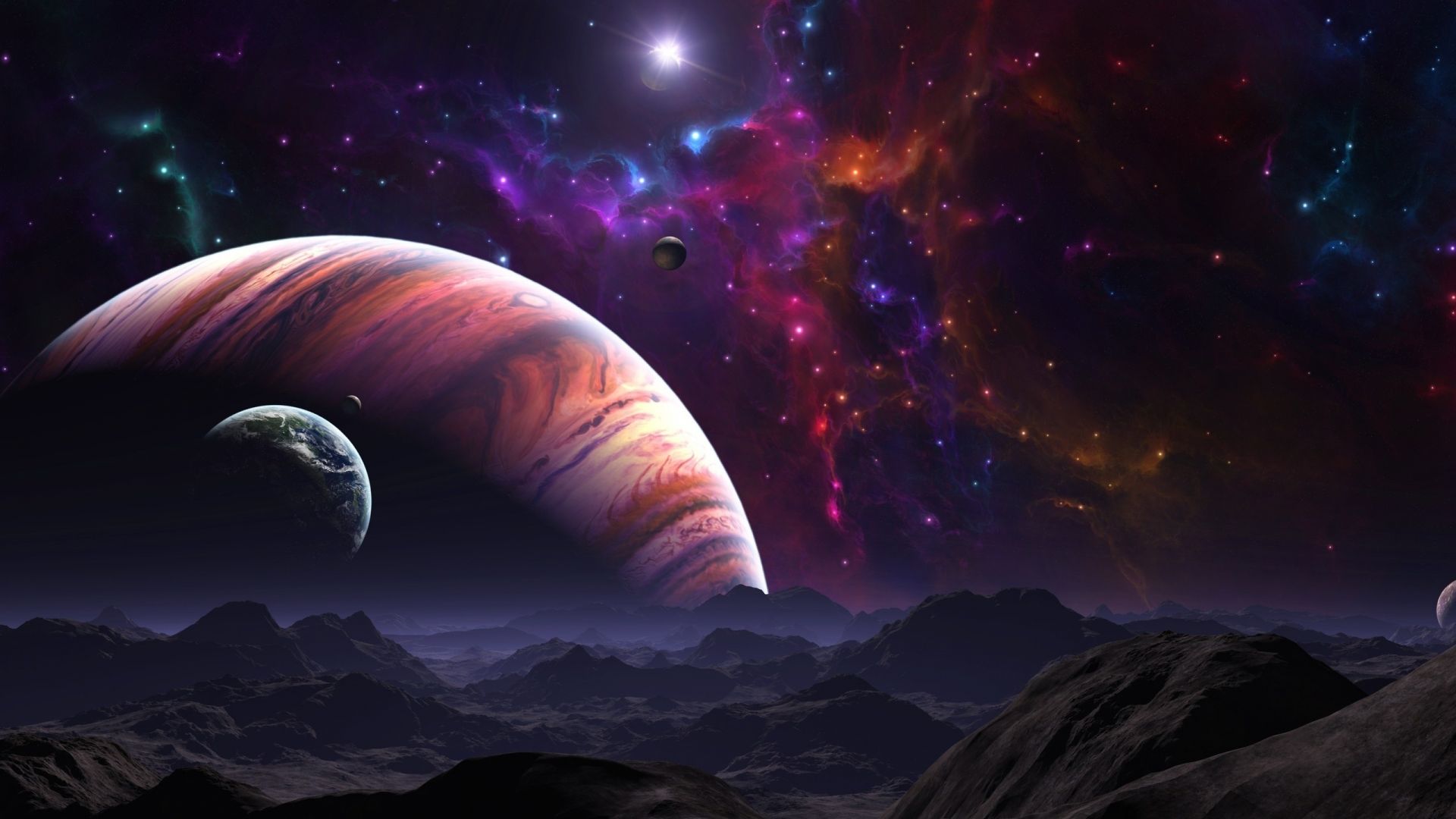 Desktop wallpaper galaxy, space, fantasy, planets, cosmos, art, HD image, picture, background, 05bf15