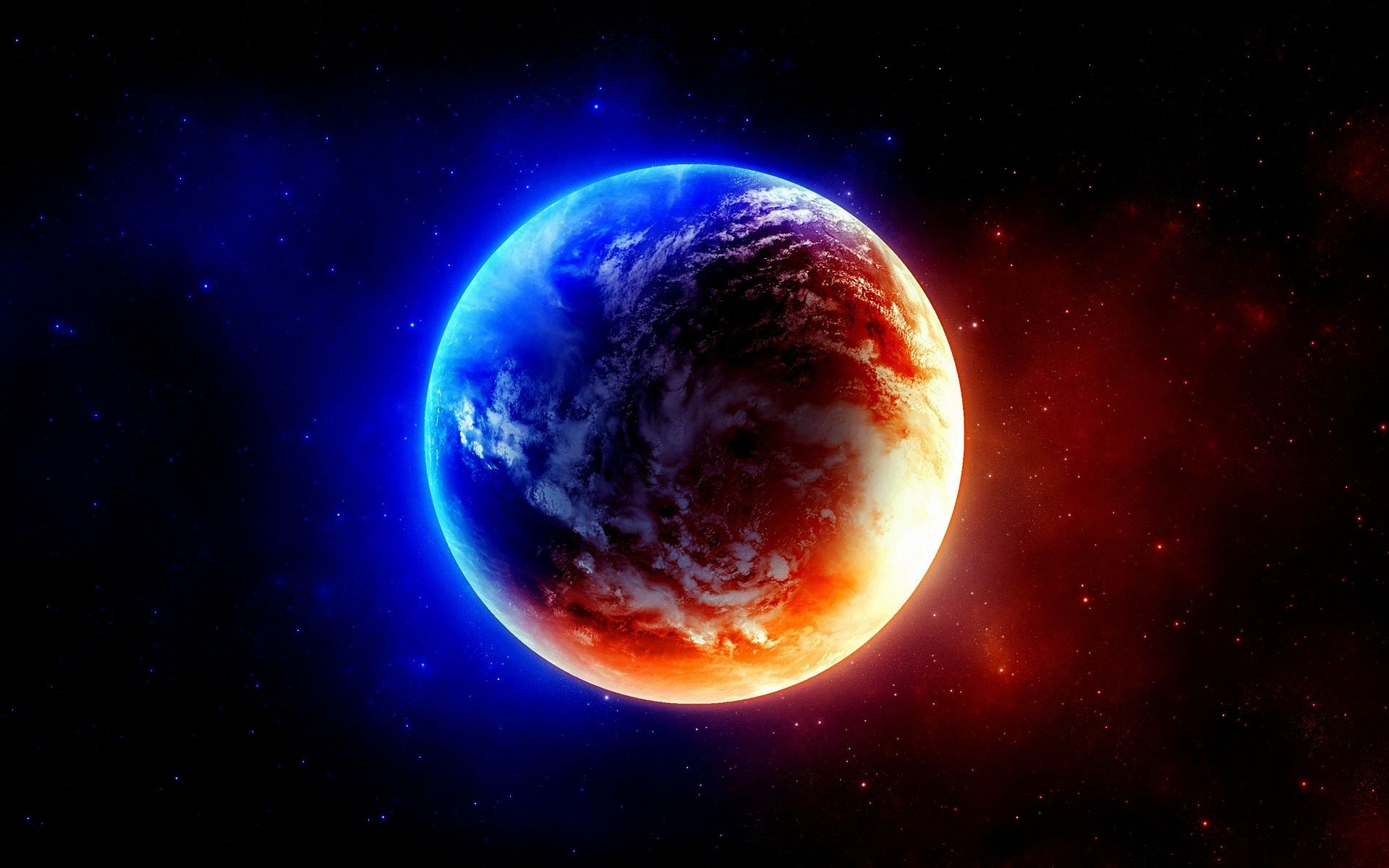 Red And Blue Planet HD Wallpaper