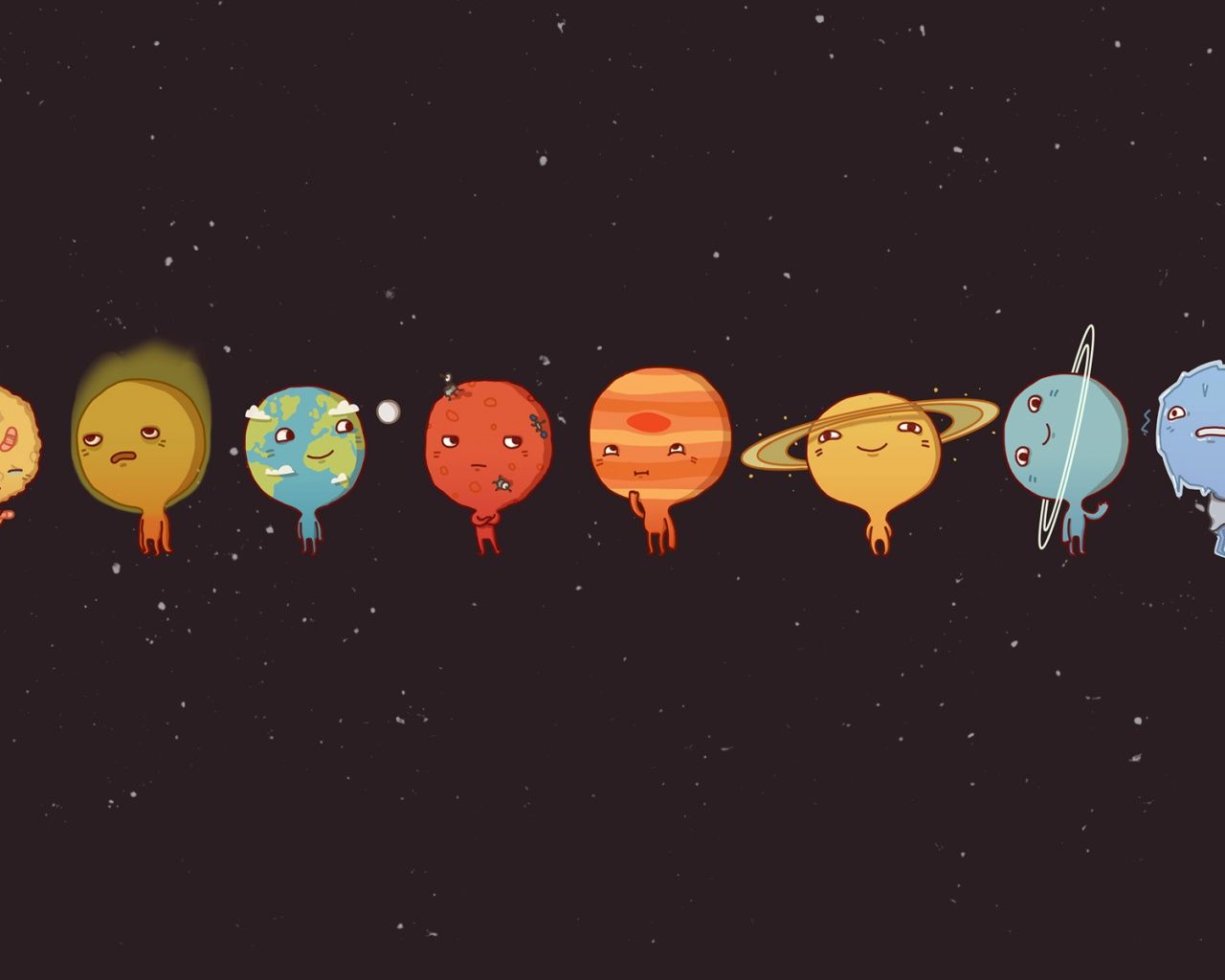 Solar System Funny Planets desktop PC and Mac wallpaper