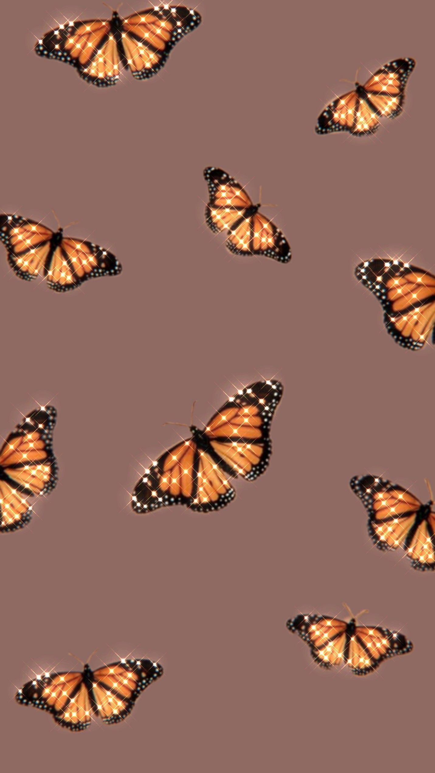 25 Brown Aesthetic Wallpaper for Laptop : Sparkle Butterfly